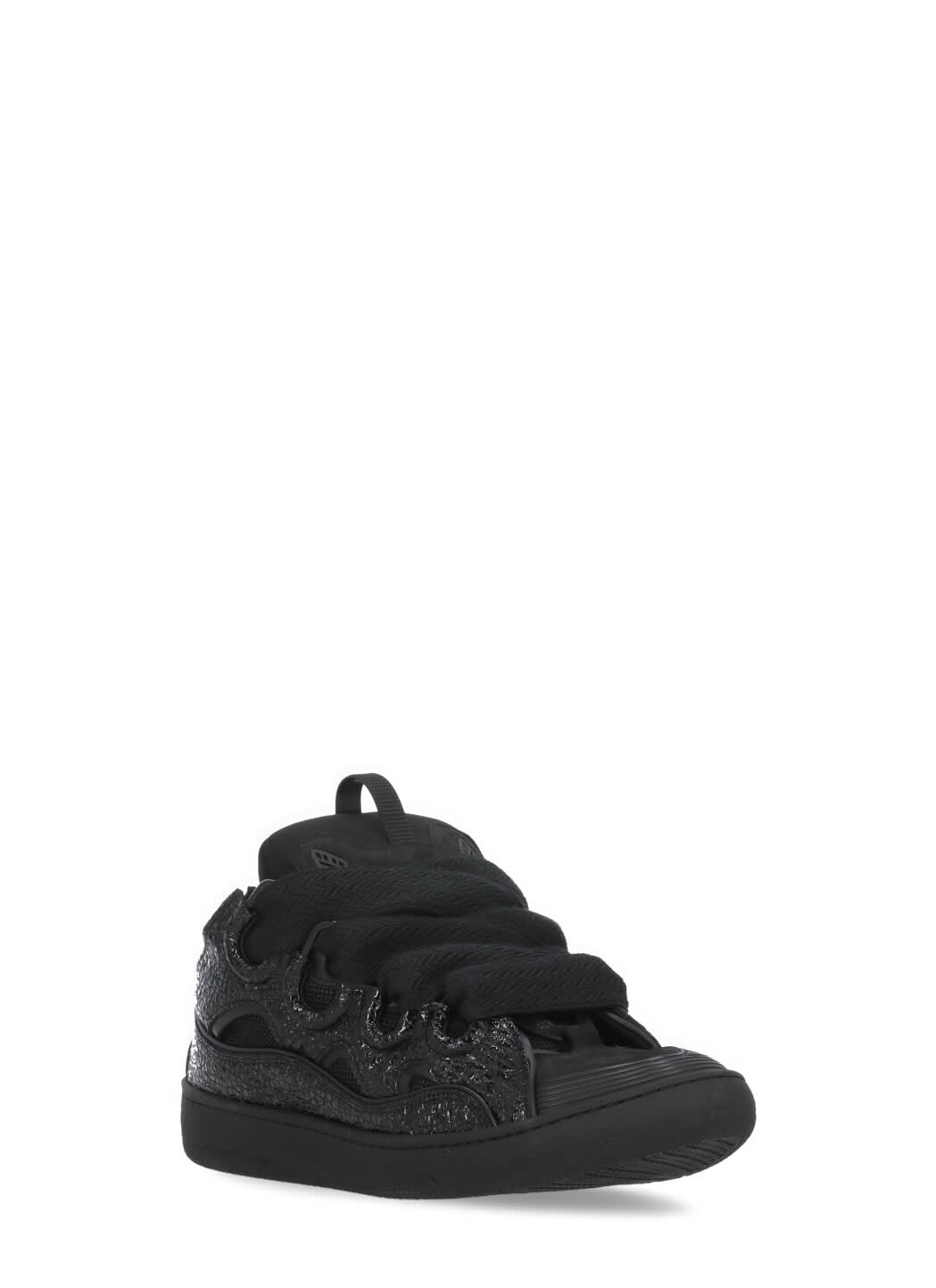 Lanvin Lace-up Textured Sneakers In Multi