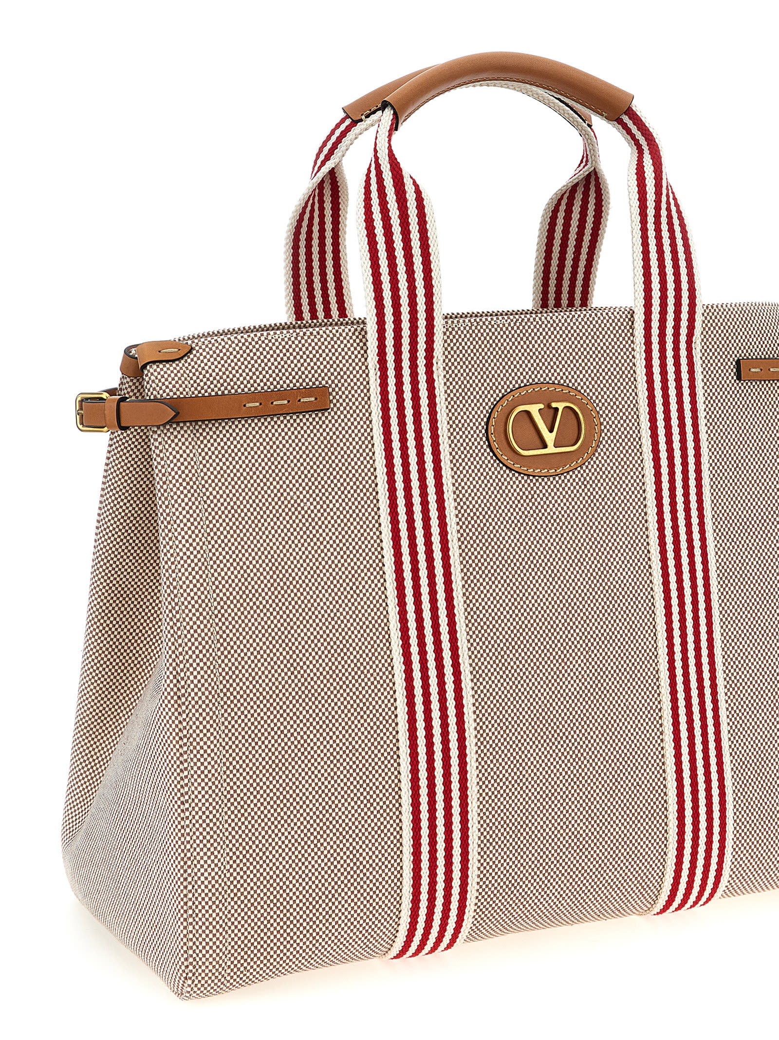 Valentino Antibes Striped Top Handles Tote Bag In Multi