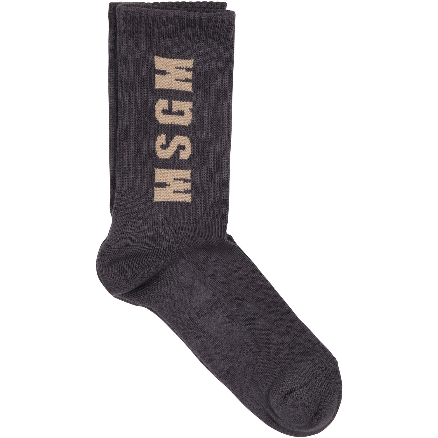 Msgm Gray Socks For Kids With Logo In Grey
