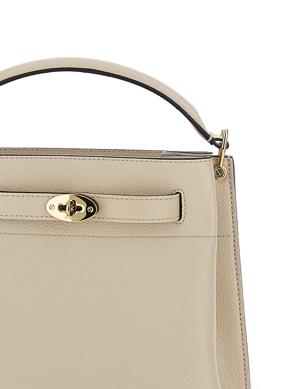 Shop Mulberry Small Islington White Bucket Bag With Twist Lock Closure In Hammered Leather Woman