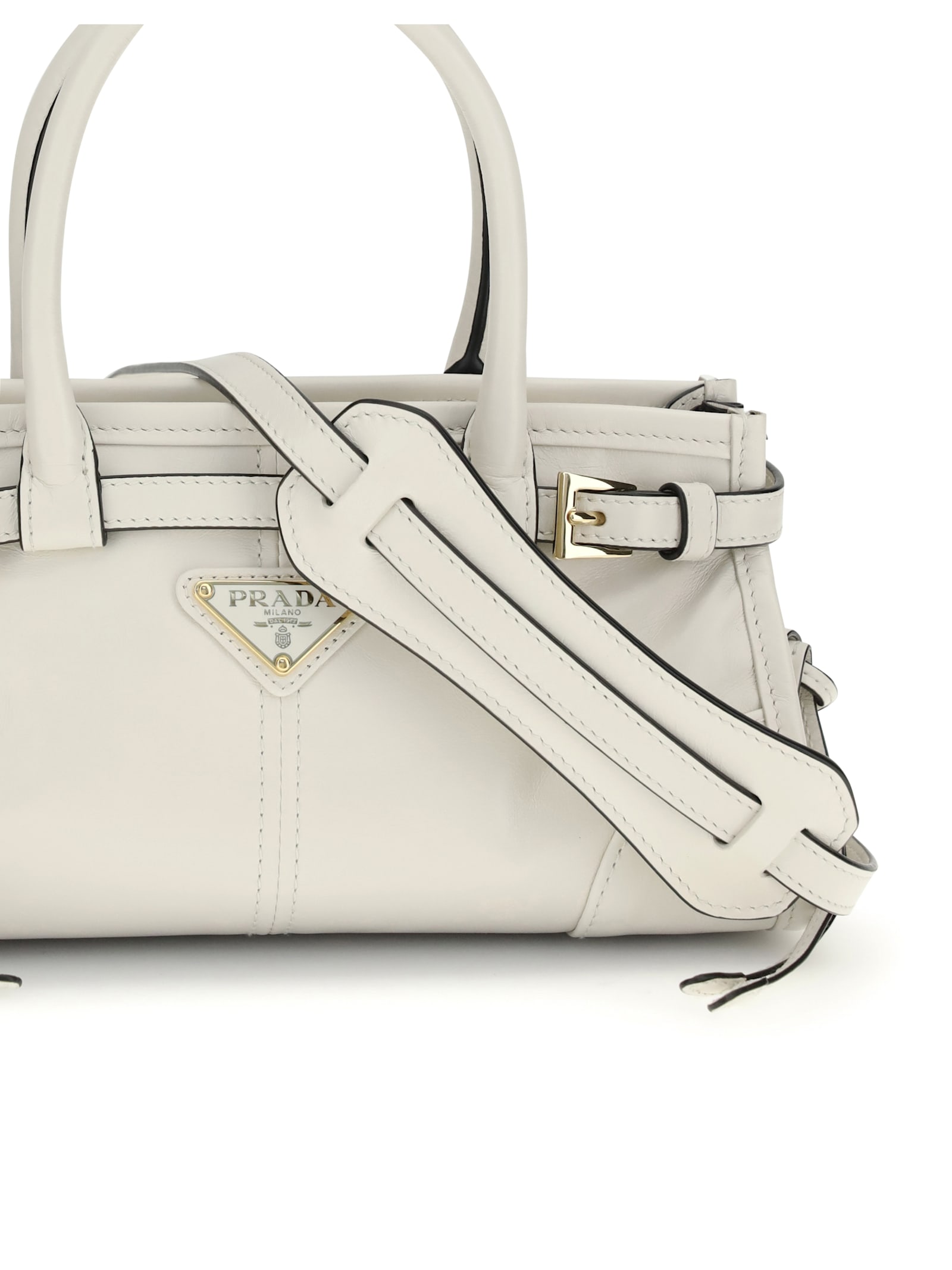 Prada Bonnie Leather Mini Hand Bags In White