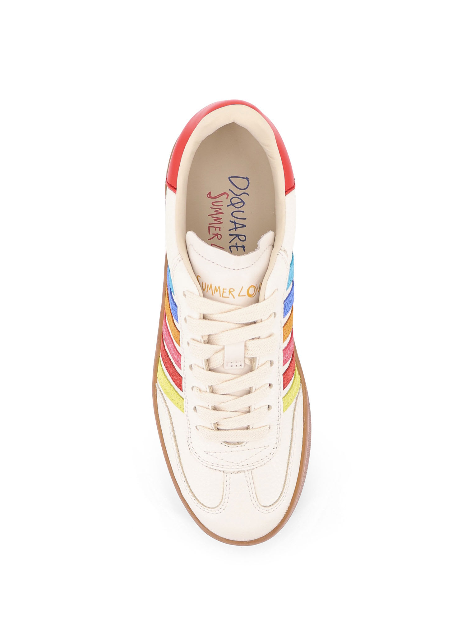 DSQUARED2 BOXER DSQUARED2 SUMMER LOVERS LEATHER SNEAKERS WITH MULTICOLOR STRIPES