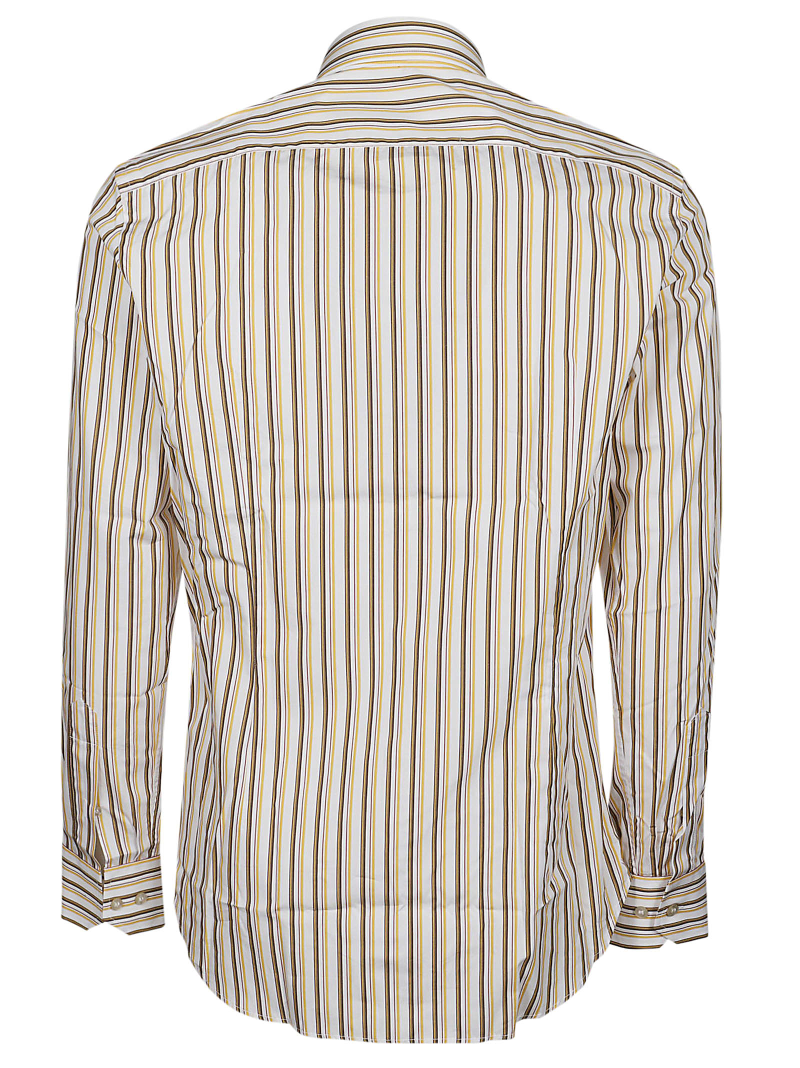 Etro Striped Embroidered Shirt In Giallo/marrone