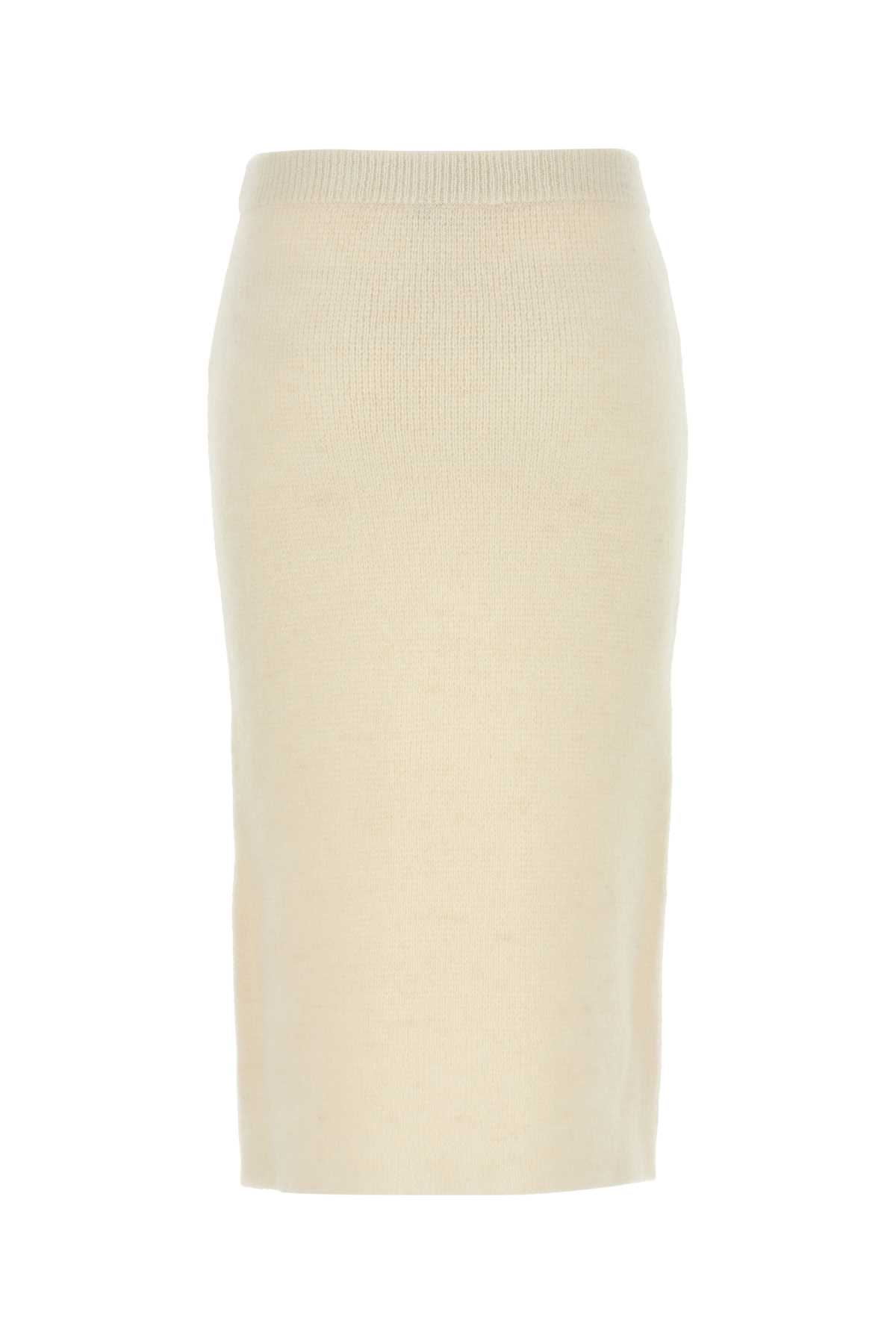 Shop Alessandra Rich Ivory Alpaca Blend Skirt In White