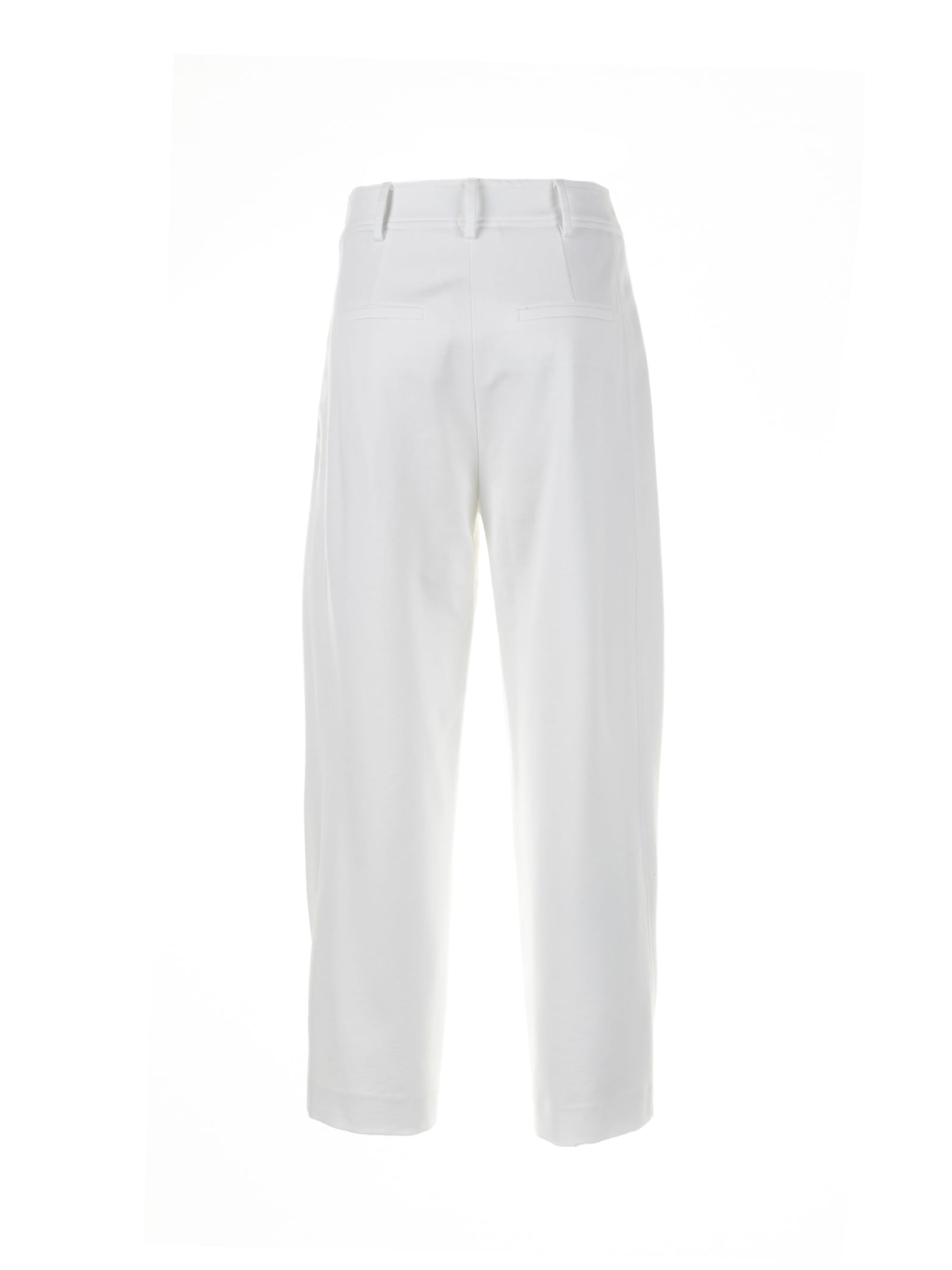 Shop Via Masini 80 White Trousers With Buttons At The Ankle In Panna