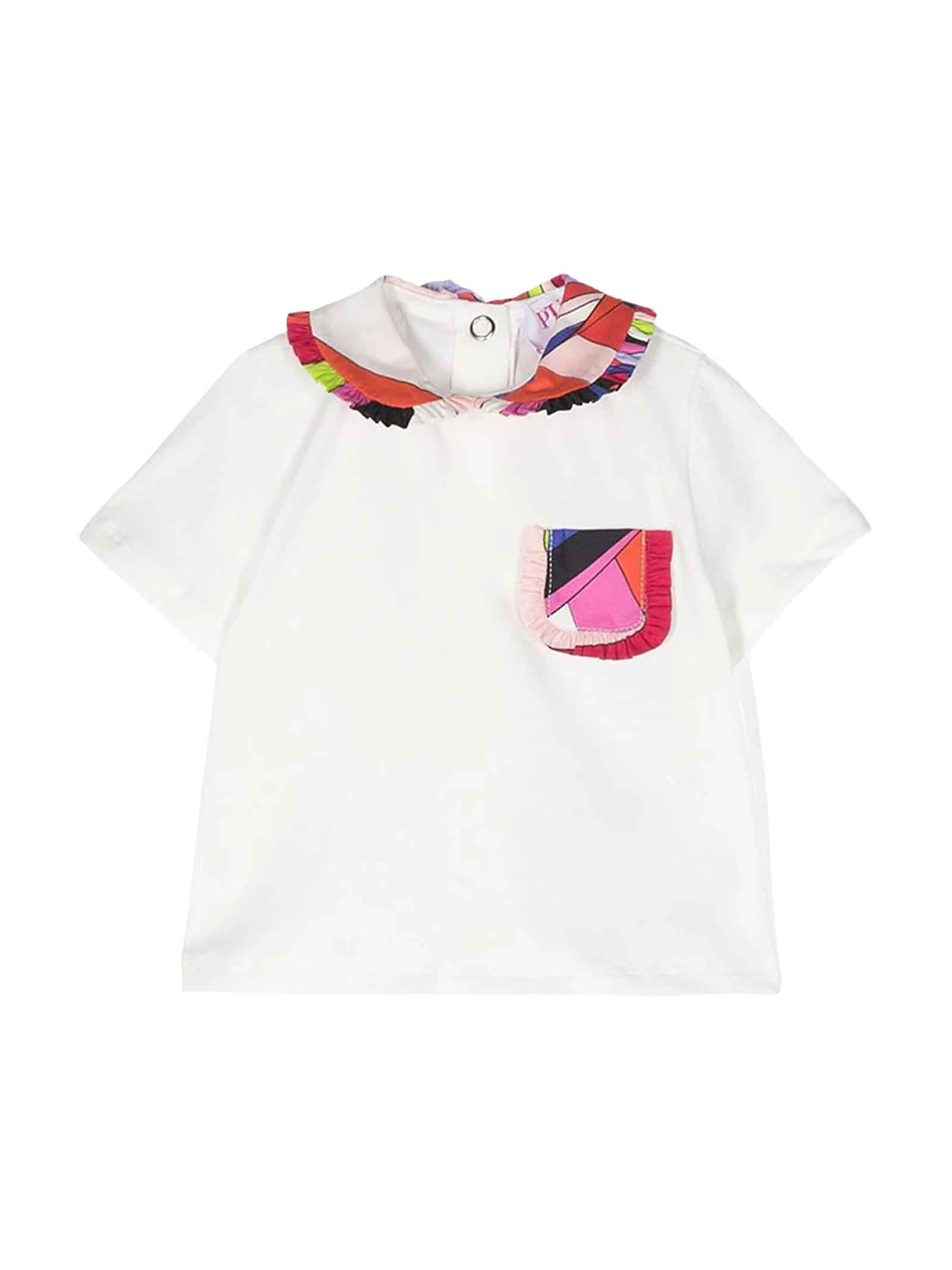Pucci Ivory T-shirt Baby Girl In Bianco