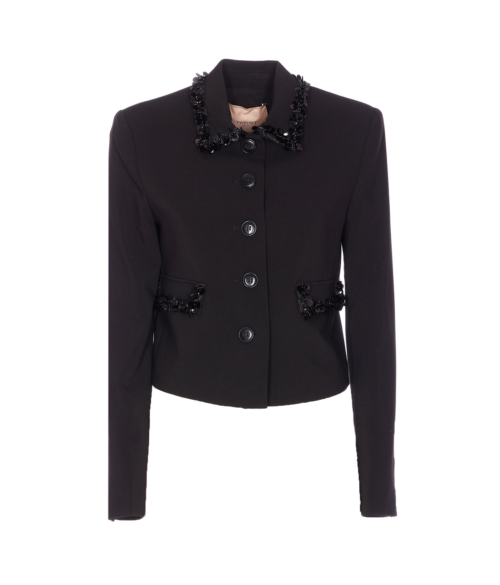 Twinset Embellished Long-sleeve Blazer In Black