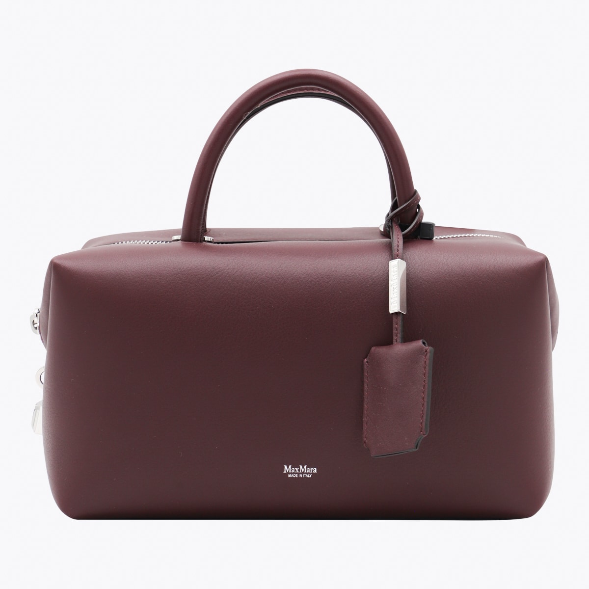 Max Mara Dark Red Leather Holdallm Top Handle Bag In Red