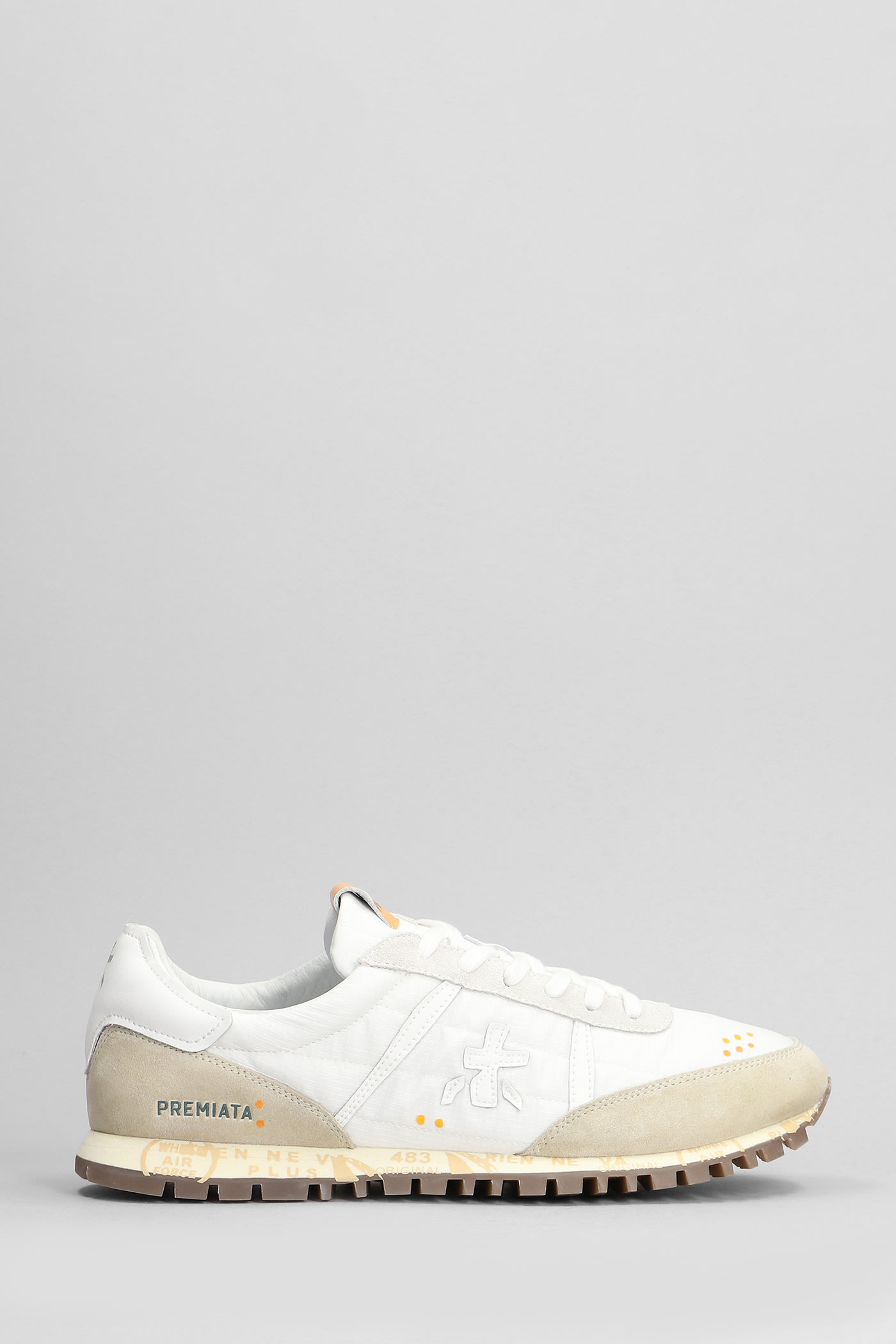 Shop Premiata Sean Sneakers In White Suede And Fabric In Bianco