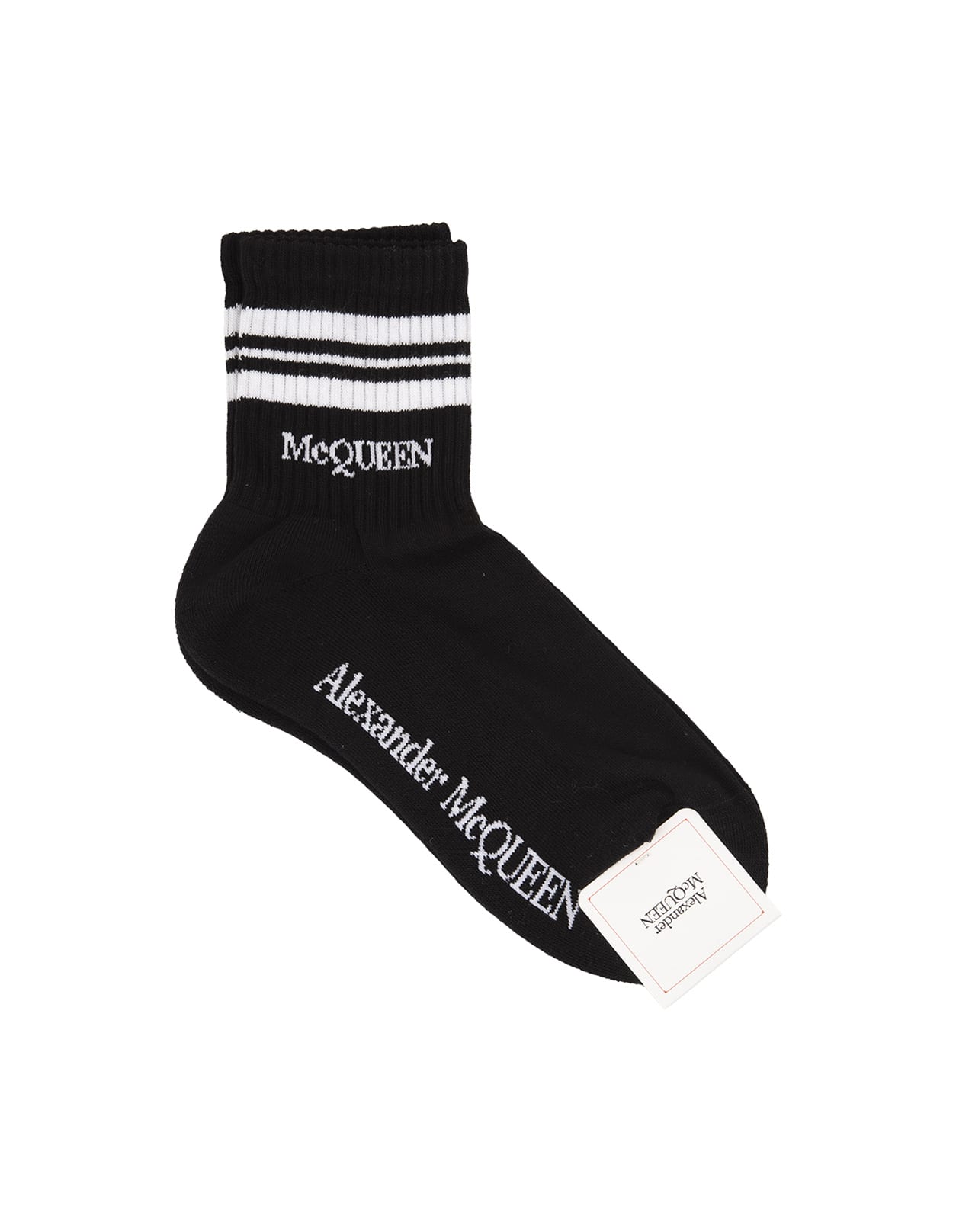 Shop Alexander Mcqueen Black Socks With Stripes And Logo