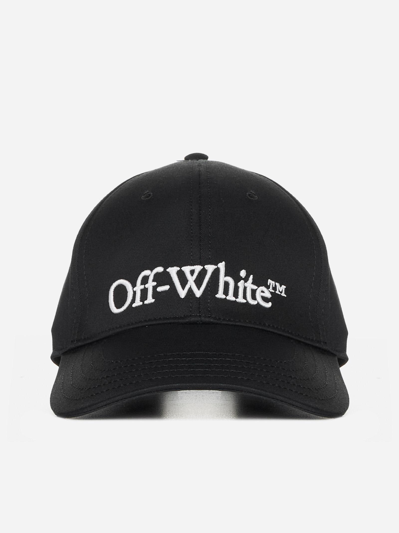 Shop Off-white Logo Cotton Baseball Cap In Black/white
