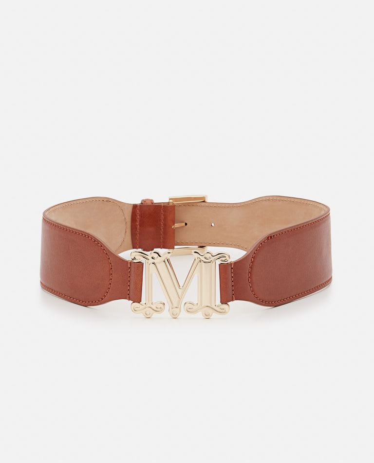 Max Mara Logo Leather Belt In Brown