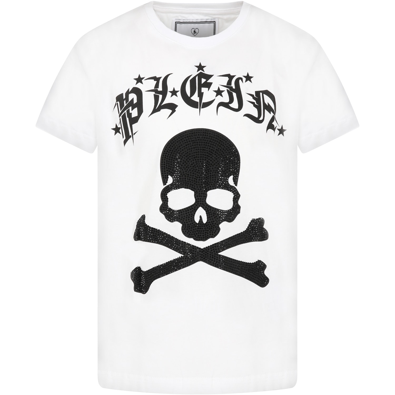 Philipp Plein Junior White T-shirt For Boy With Print And Logo