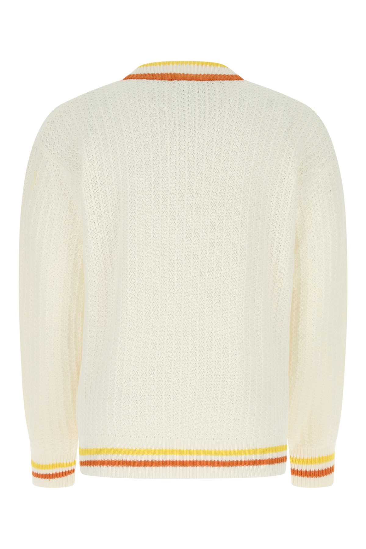 Shop Drôle De Monsieur Ivory Cotton Blend Sweater In Cm