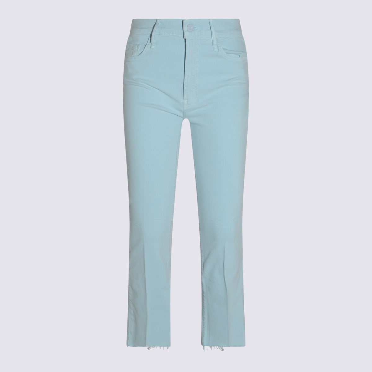 Mother Straight Leg Trousers Belt Loops In Blue Glow