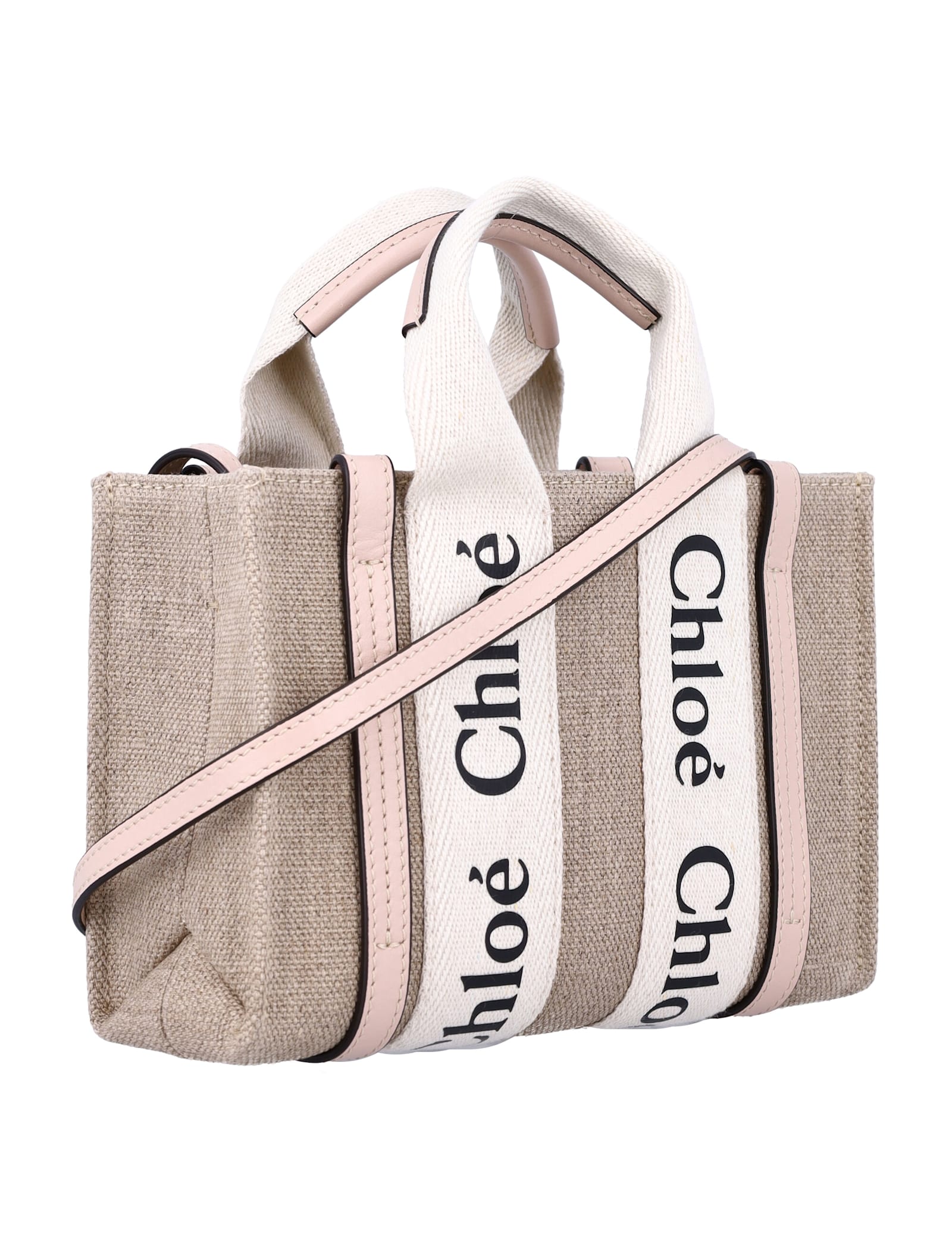 Shop Chloé Woody Small Tote Bag In Cement Pink