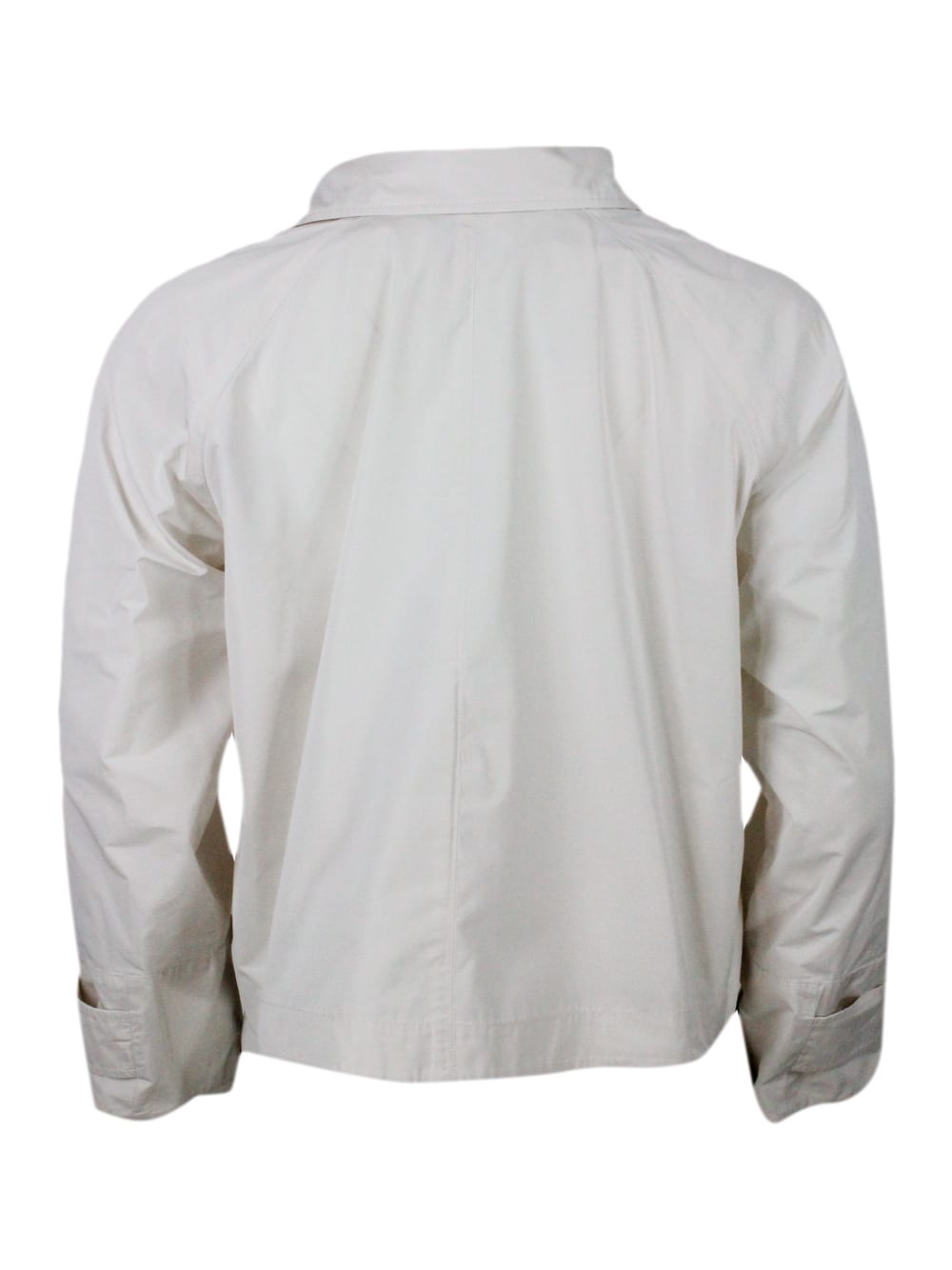Shop Antonelli Lightweight Windproof Jacket With Shirt Collar, Button Closure And Side Pockets In Cream