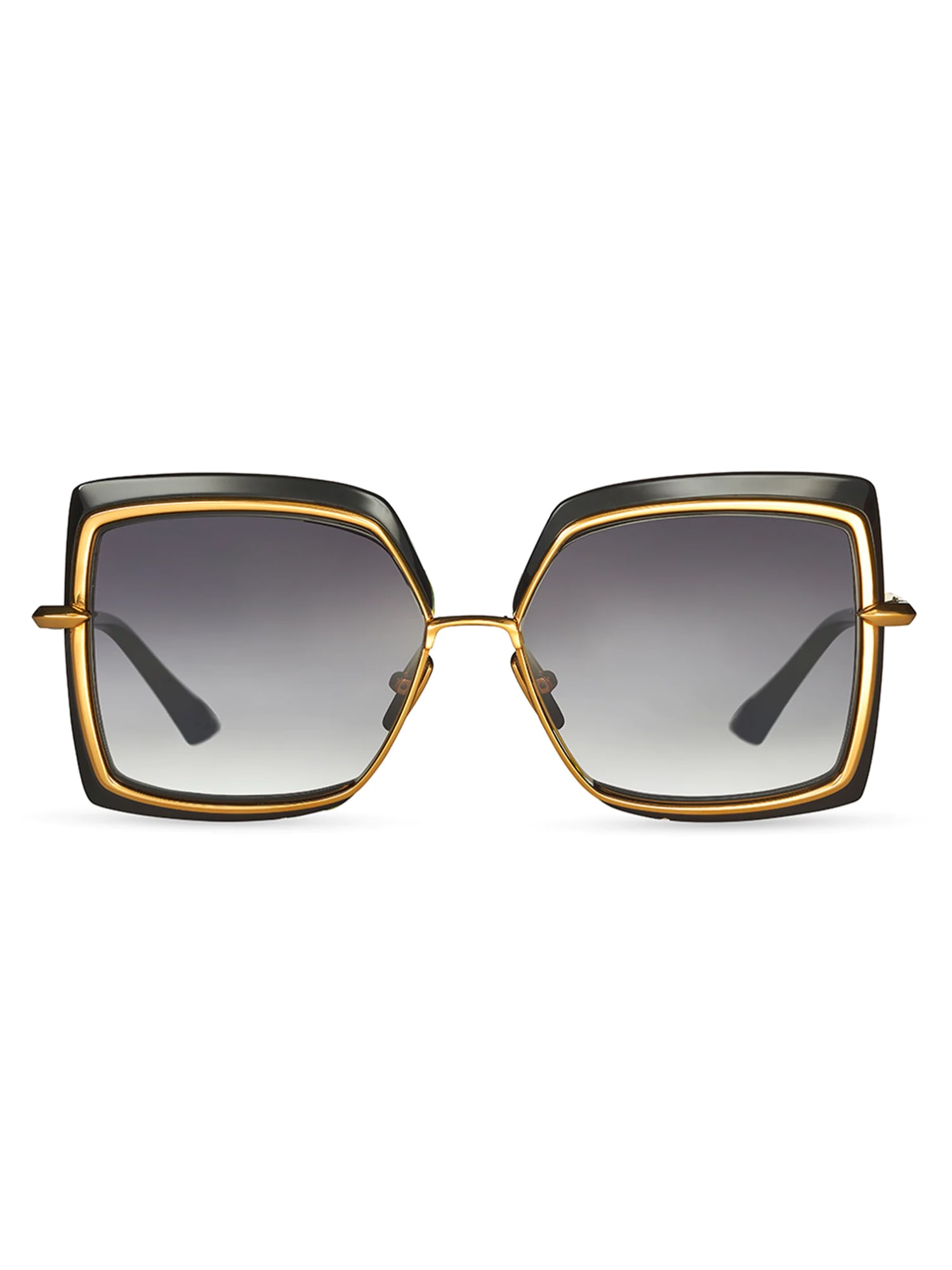 Shop Dita Dts503/58/01 Narcissus Sunglasses In Black Yellow Gold