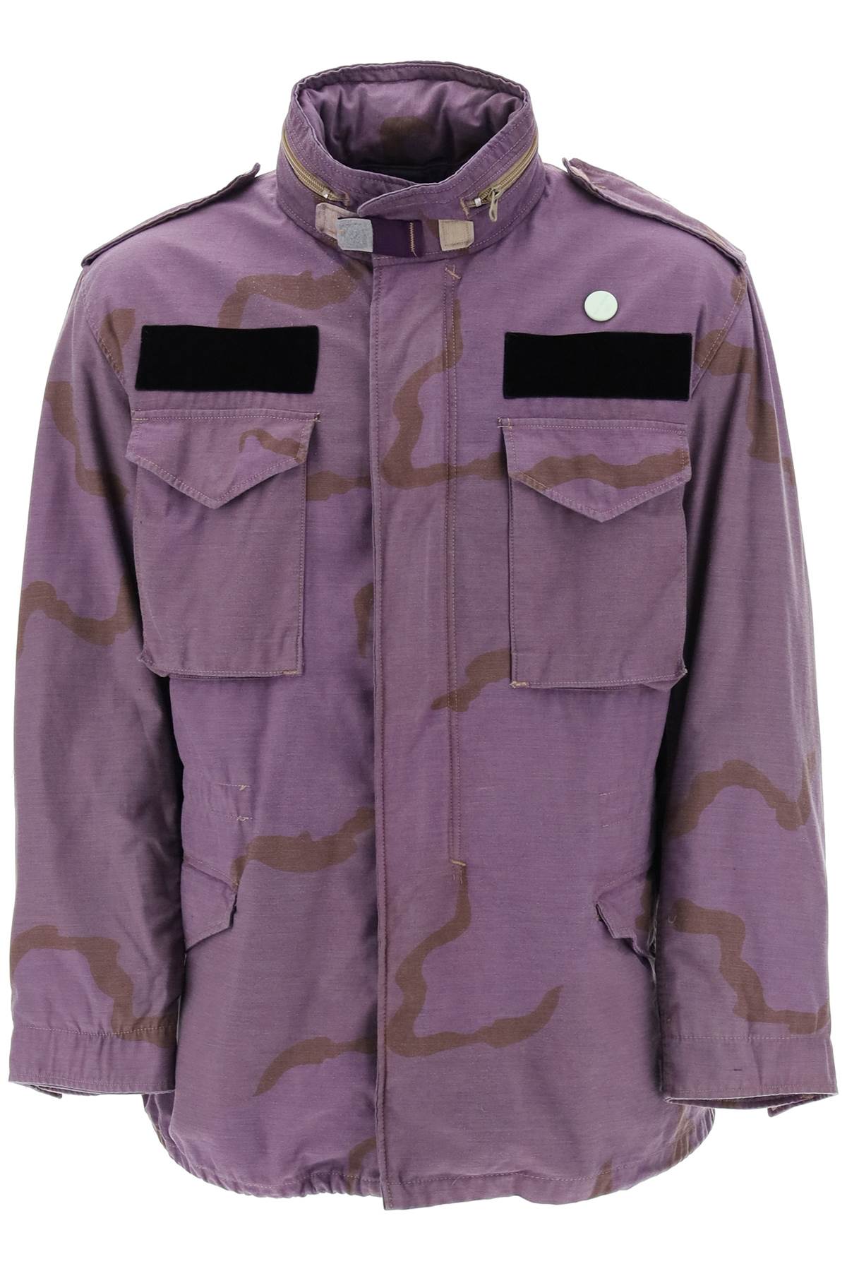 Shop Oamc Field Jacket In Cotton With Camouflage Pattern In Purple (purple)
