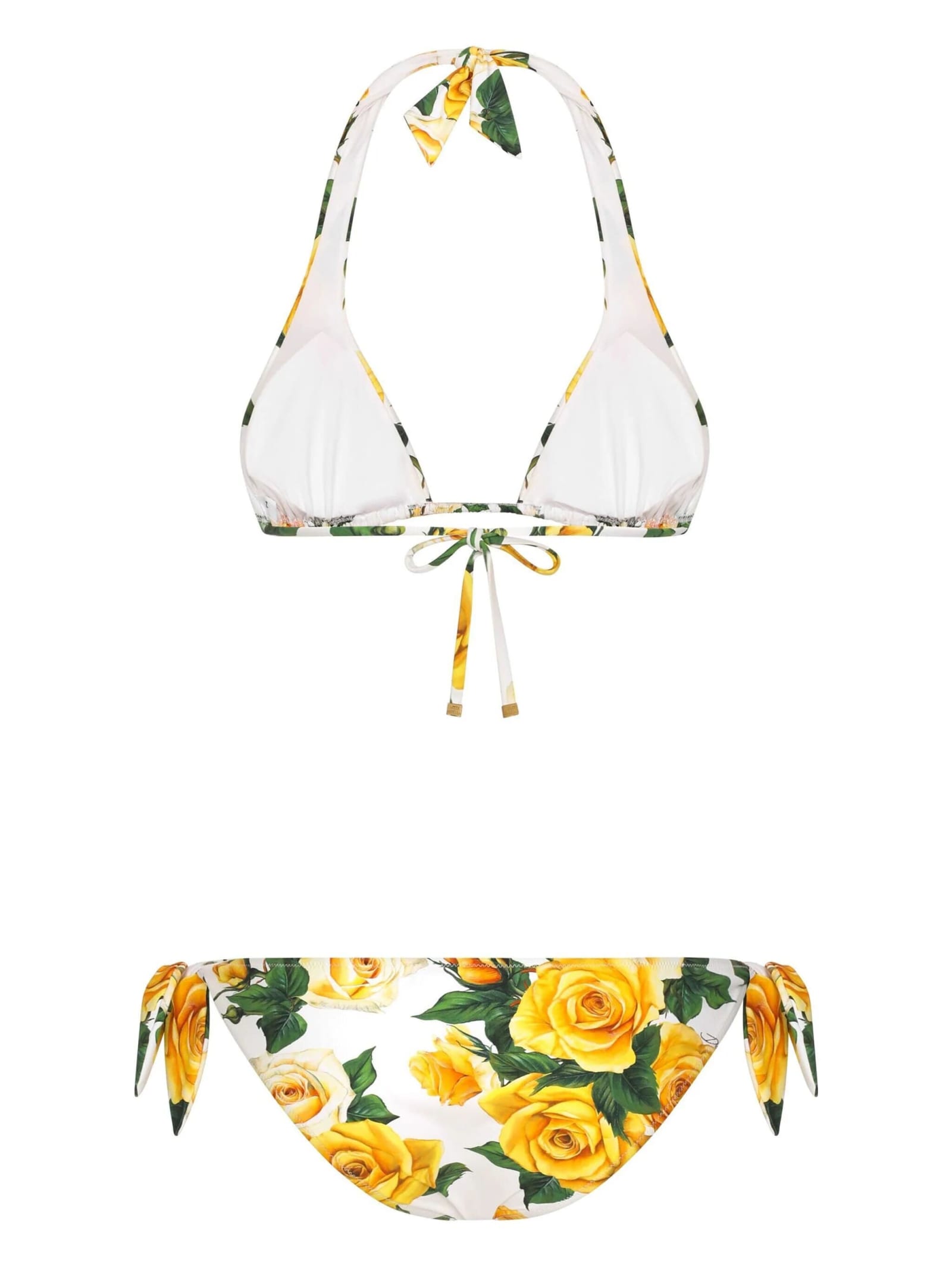 Shop Dolce & Gabbana Bikini Triangolo In Vo Fondo Bianco