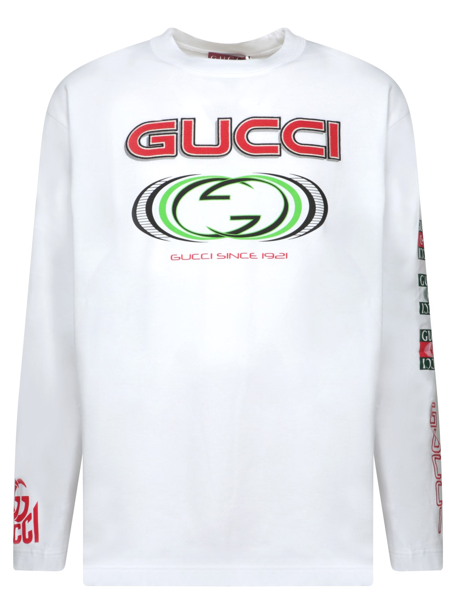 Shop Gucci Logo White Long Sleeve T-shirt