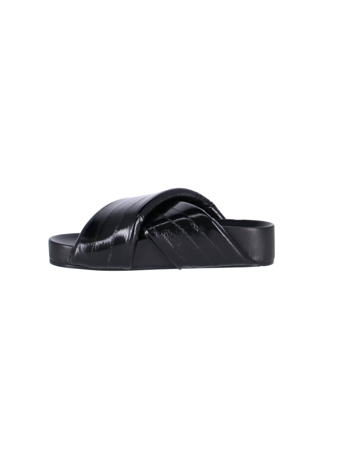 Shop Jil Sander Crossed Sandals In Black