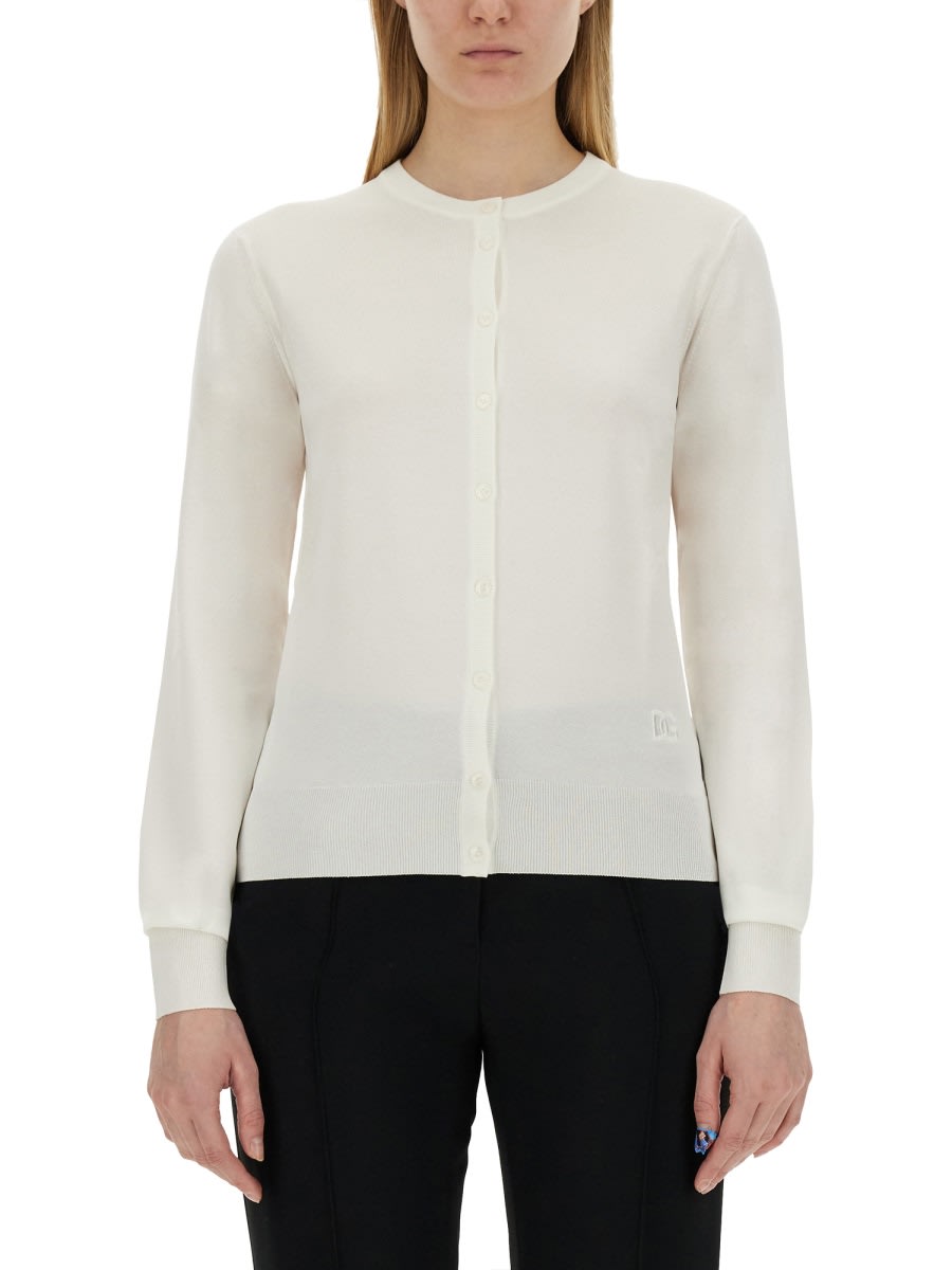 DOLCE & GABBANA CARDIGAN WITH LACE INLAYS