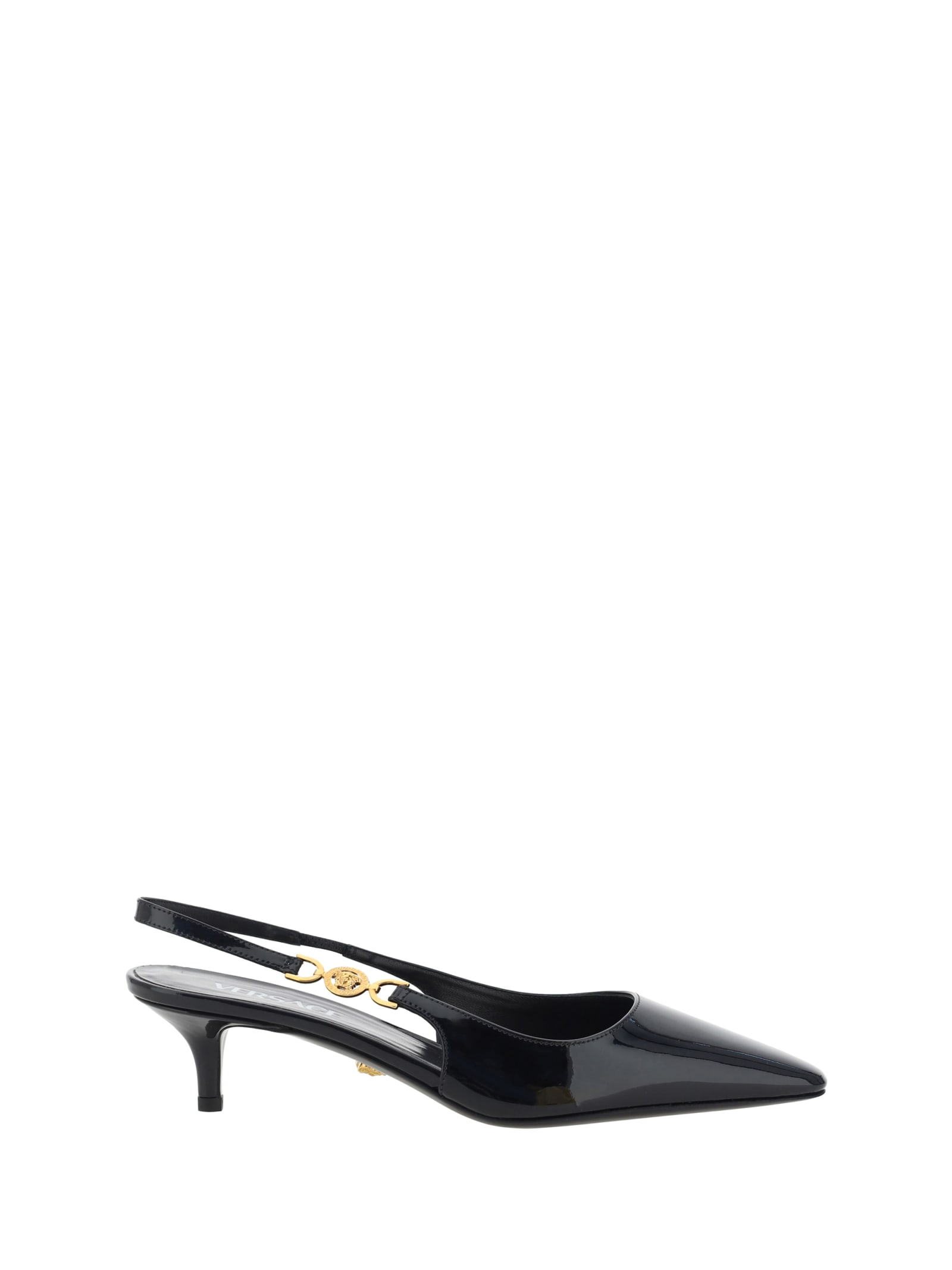 Shop Versace Pumps In Black- Gold