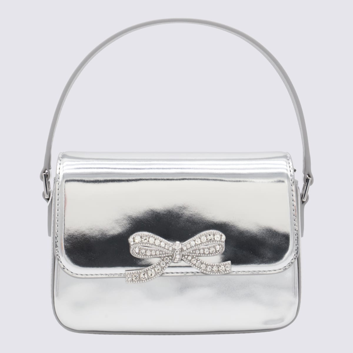 Shop Self-portrait Silver Leather Top Handle Bag