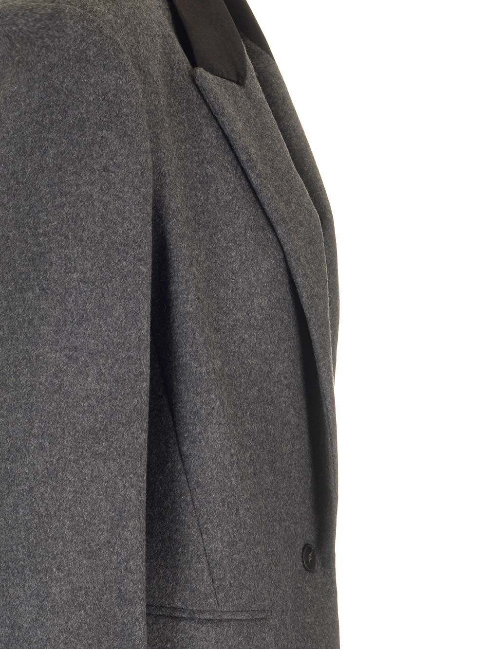 Shop Forte Forte Wool Cloth Jacket Contrasting Velvet Rever In Grey