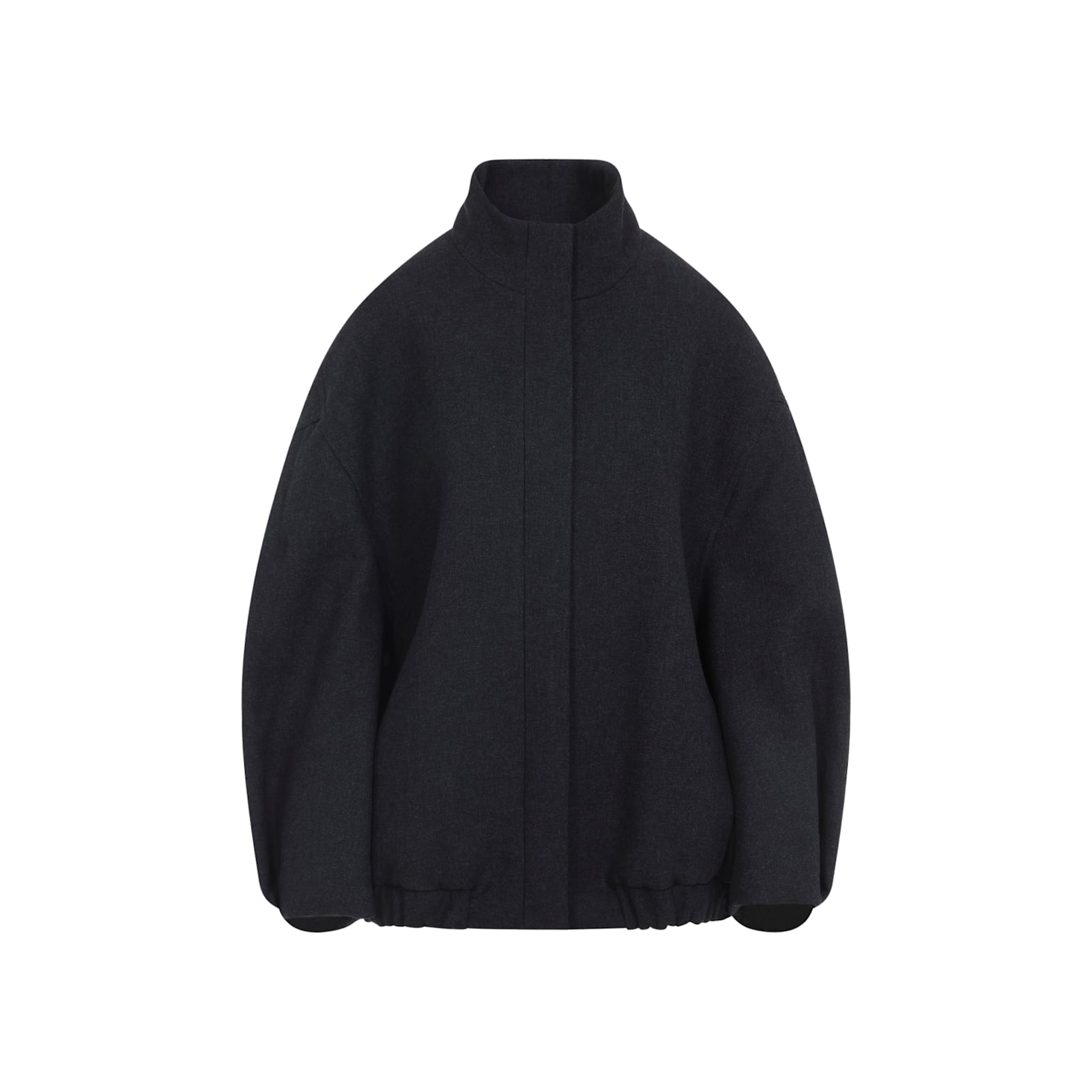 Dries Van Noten Oversized High Collar Jacket With Elastic Hem In Gray
