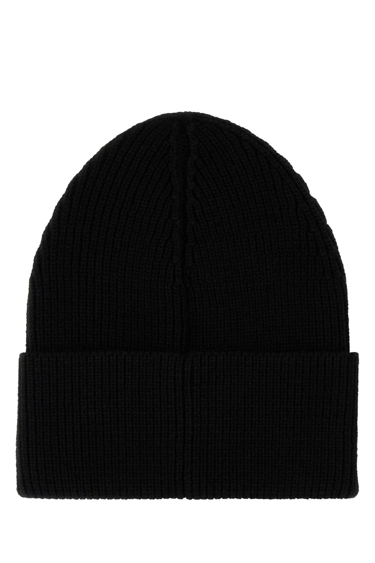 Palm Angels Black Wool And Acrylic Beanie Hat