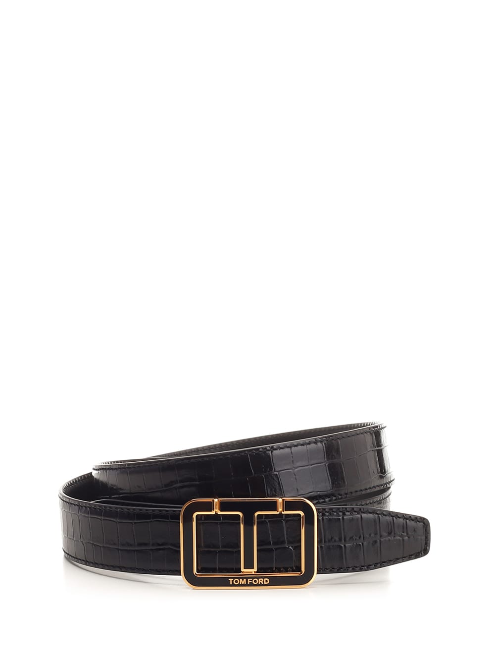 TOM FORD CROCODILE PRINT LEATHER BELT