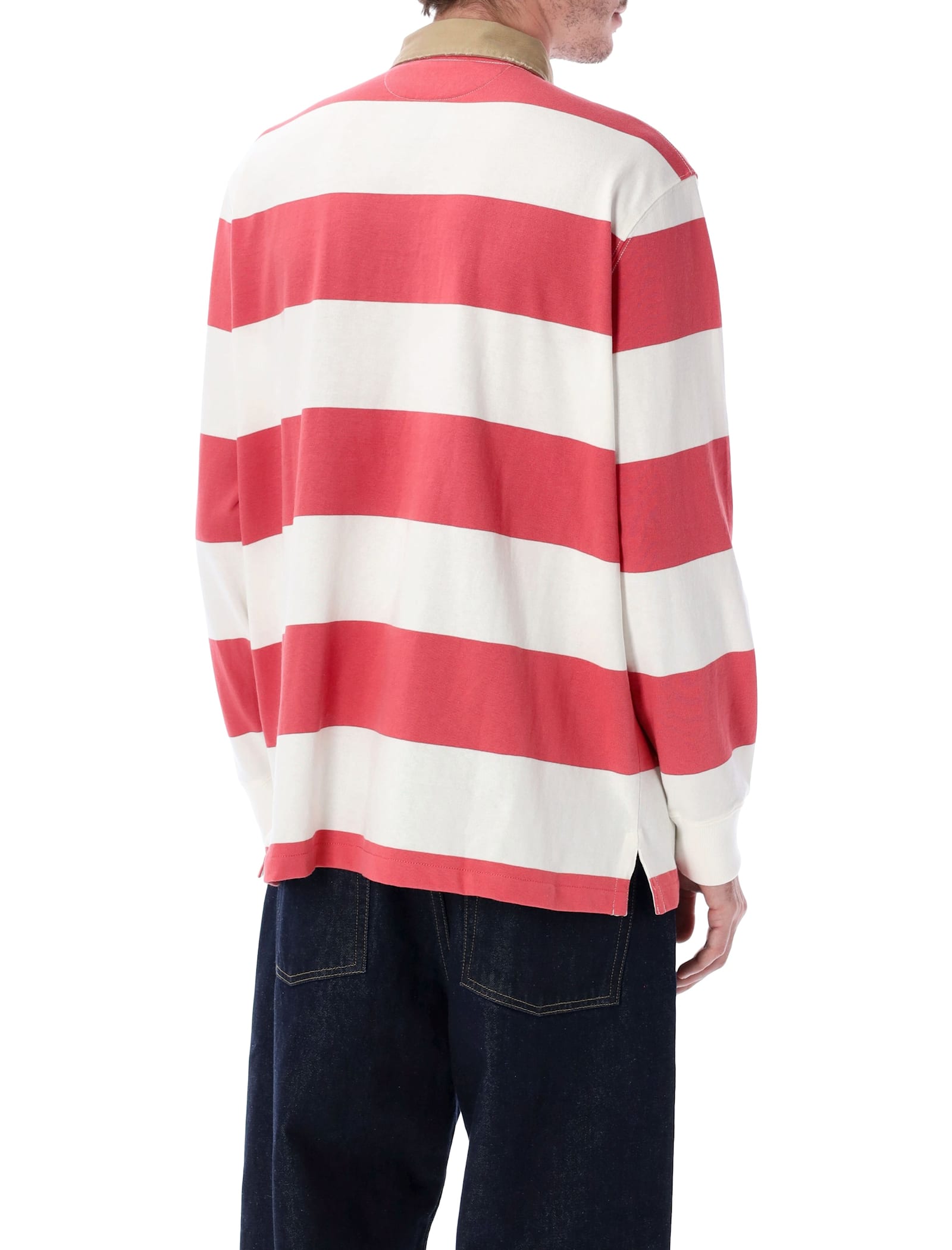 Polo Ralph Lauren Classic Fit Khaki Collar Rugby Shirt In Purple