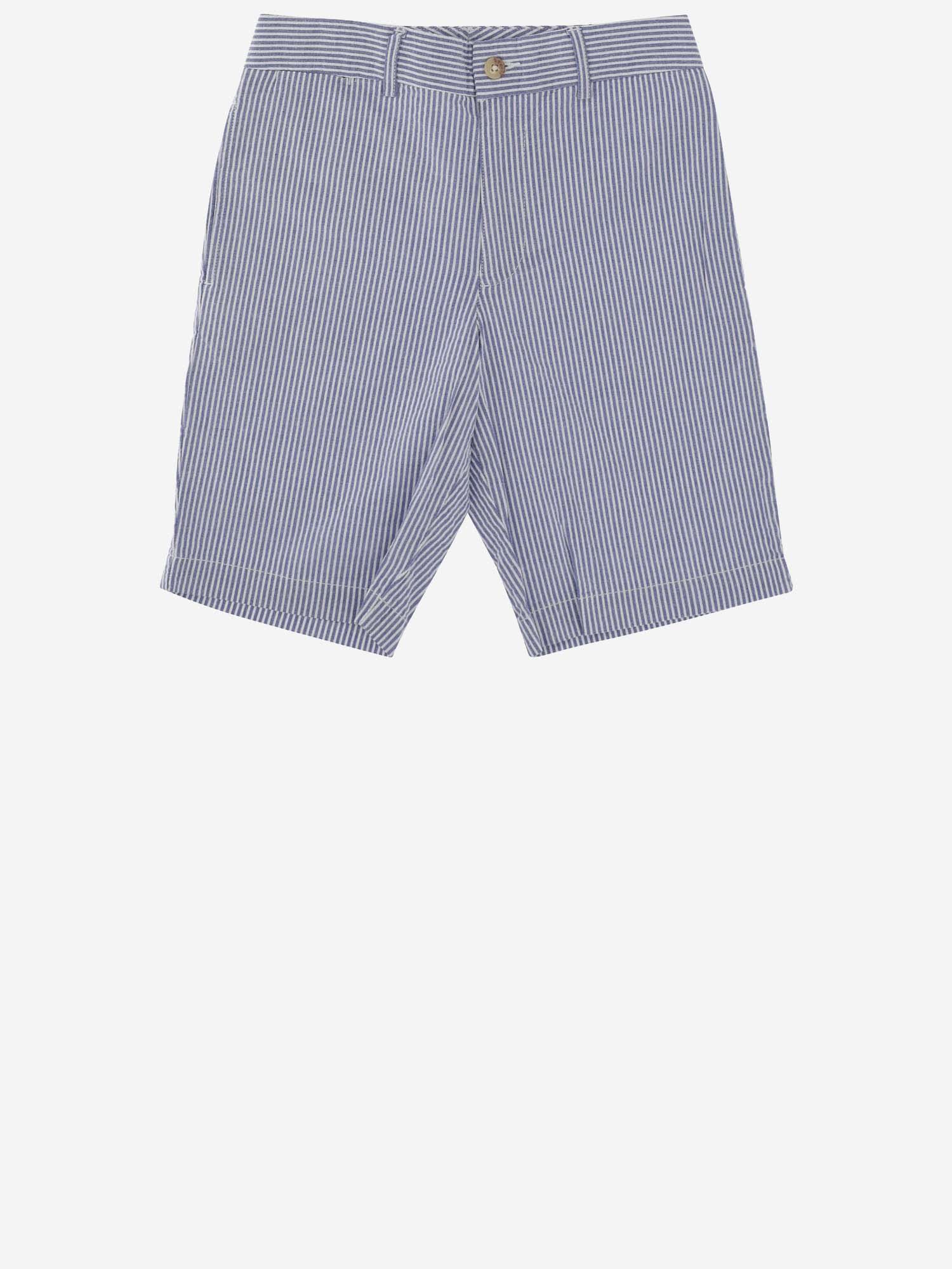 Polo Ralph Lauren Kids' Striped Stretch Cotton Short Pants In Blue