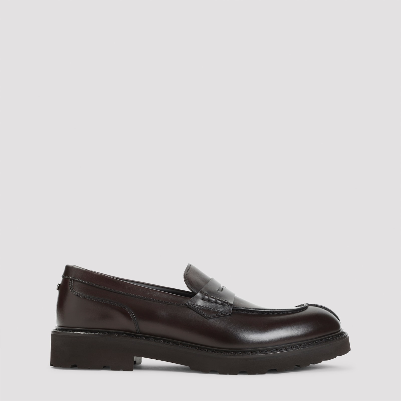 Canali Brown Leather College With Pennypack And Eva Sole Loafers In Brown