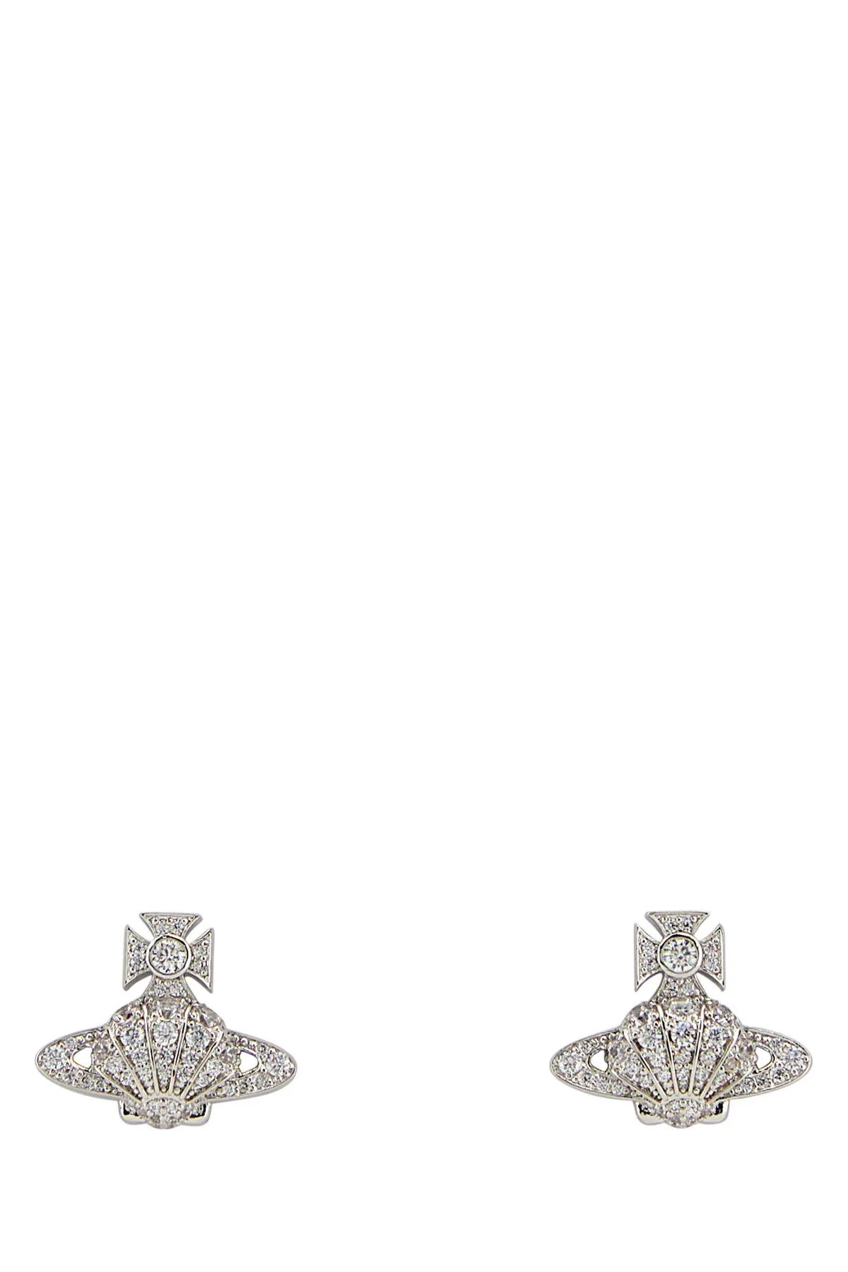 Shop Vivienne Westwood Embellished Metal Natalie Earrings In Argento