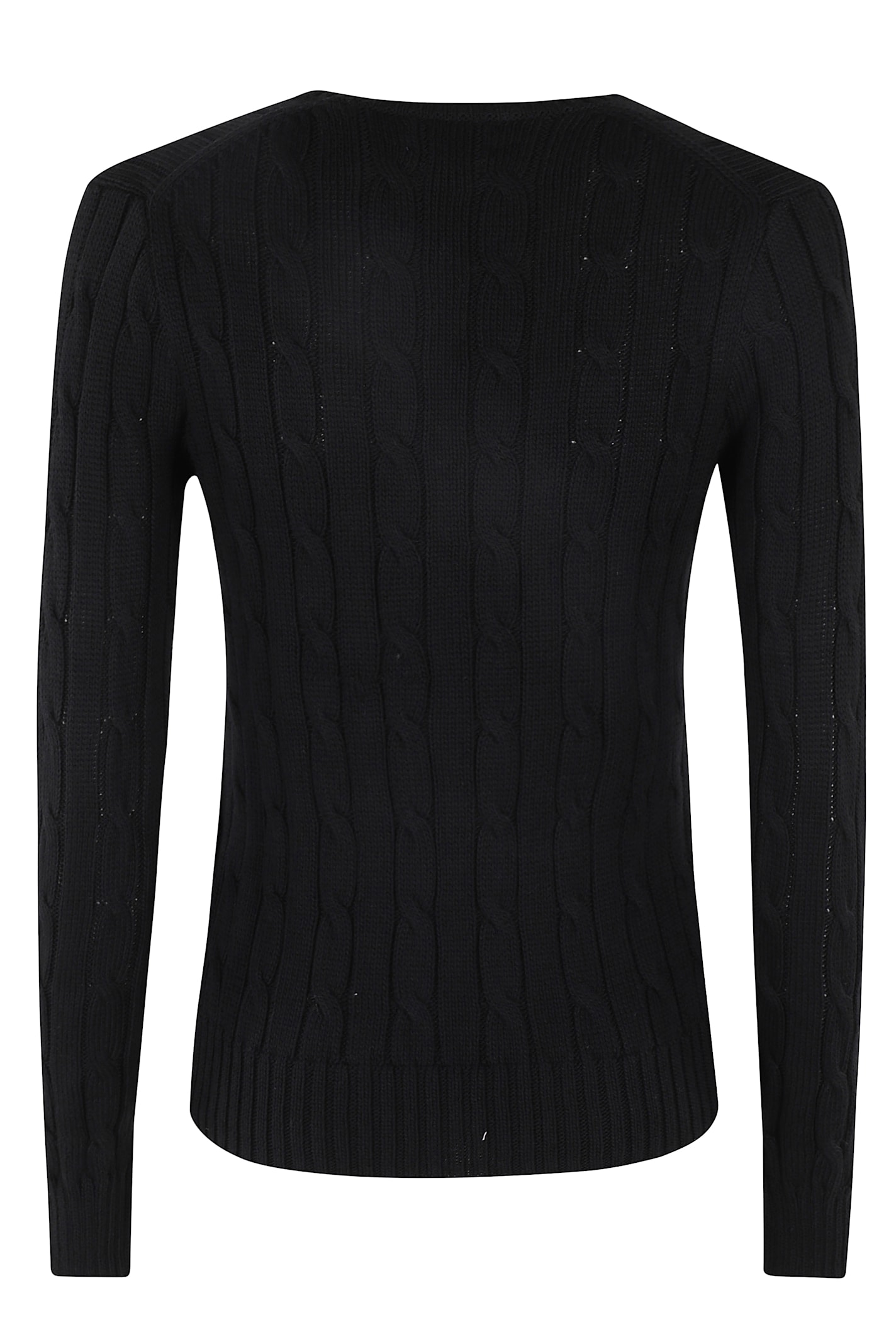 Polo Ralph Lauren Cable-knit Wool-cashmere V-neck Sweater In Black