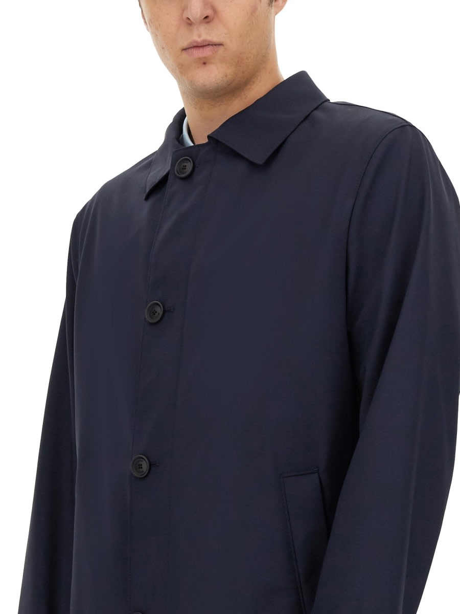 Shop Hugo Boss Trench Coat With Buttons In Blue