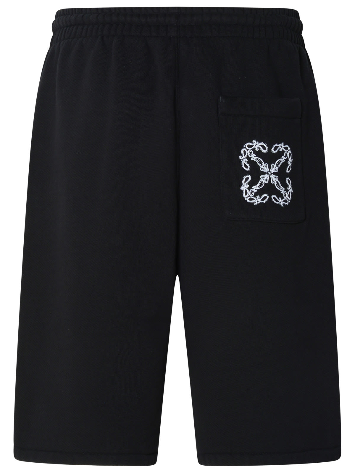 Shop Off-white Black Cotton Bermuda Shorts In Black/white
