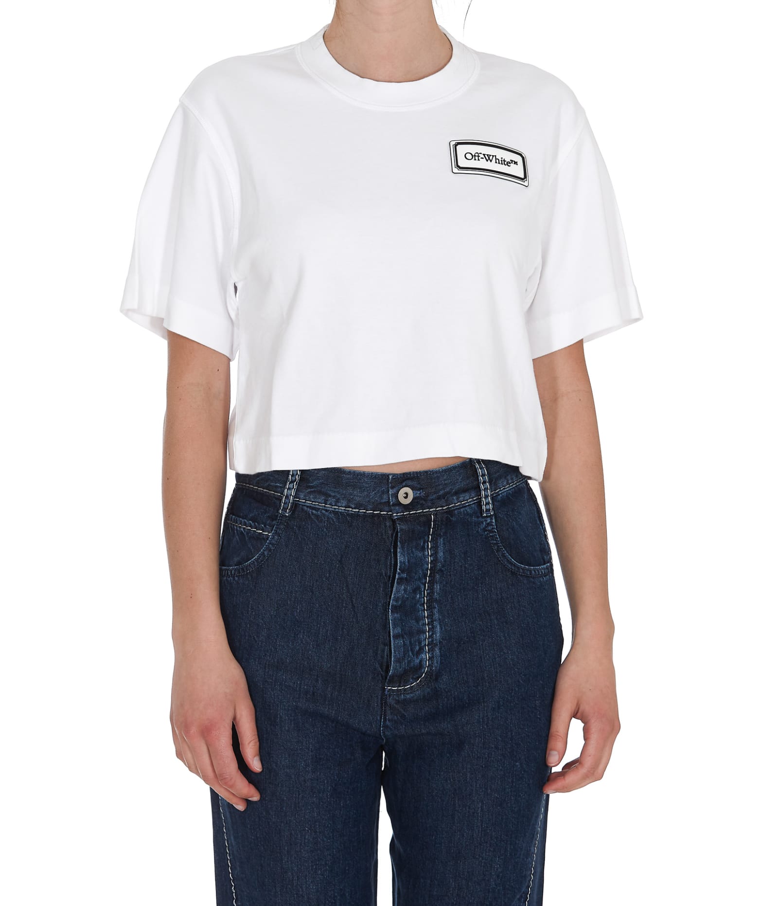 OFF-WHITE OFF-WHITE LOGO CROPPED T-SHIRT,OWAA090S21JER004 0110
