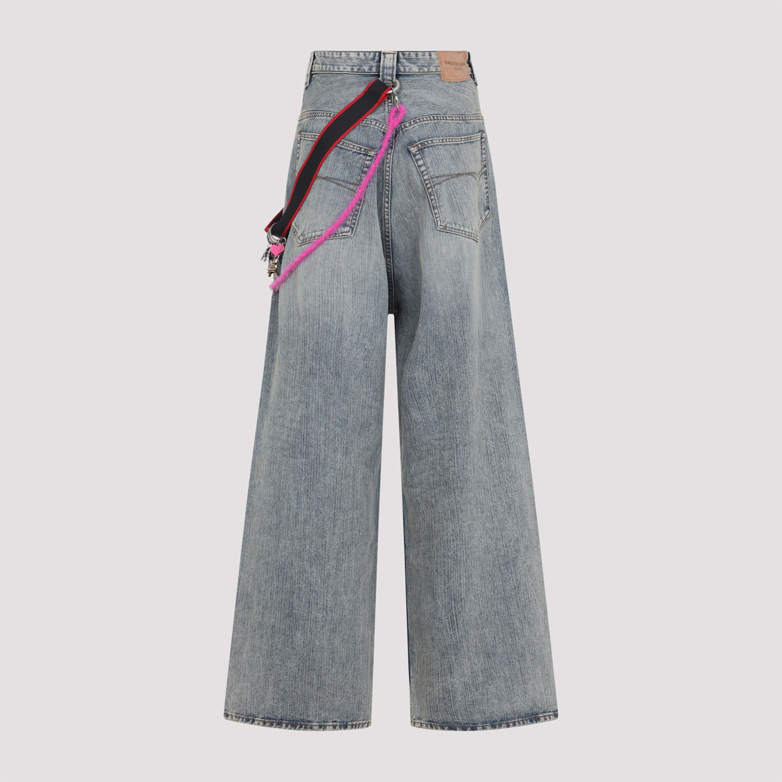 Balenciaga Women Blue Denim Charms Baggy Jeans In Blue