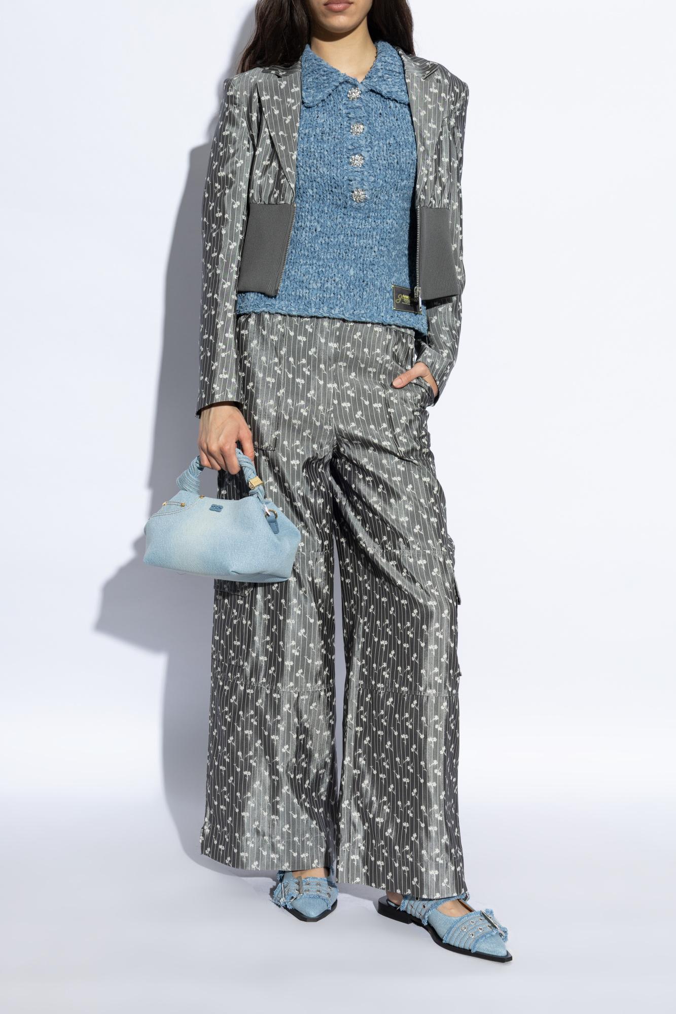 Ganni Feminine Denim Ballet Flats In Blue