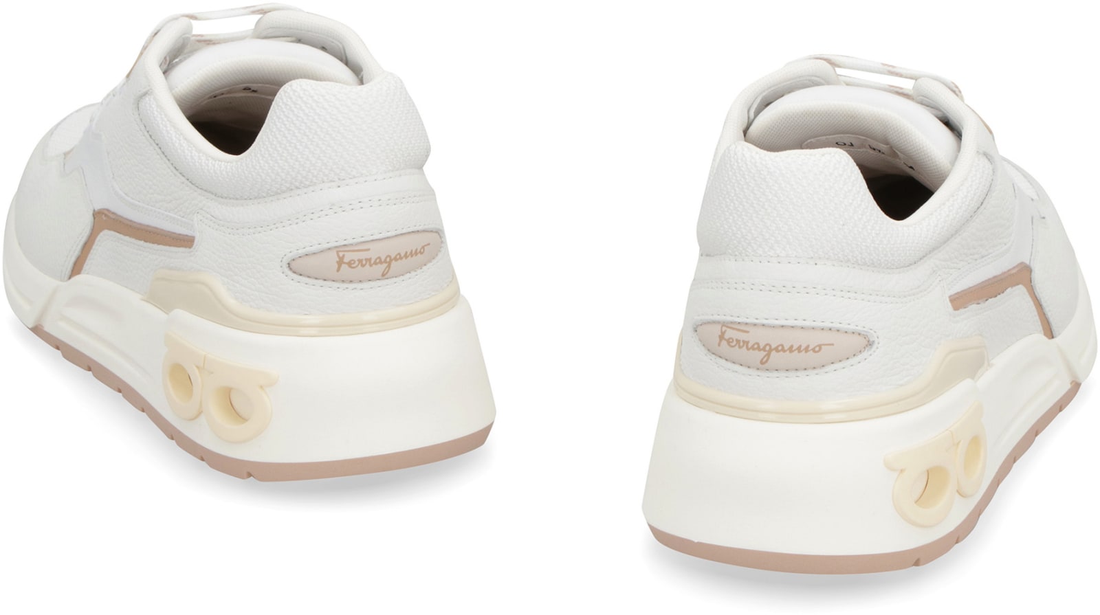Shop Ferragamo Leather And Fabric Low-top Sneakers In White