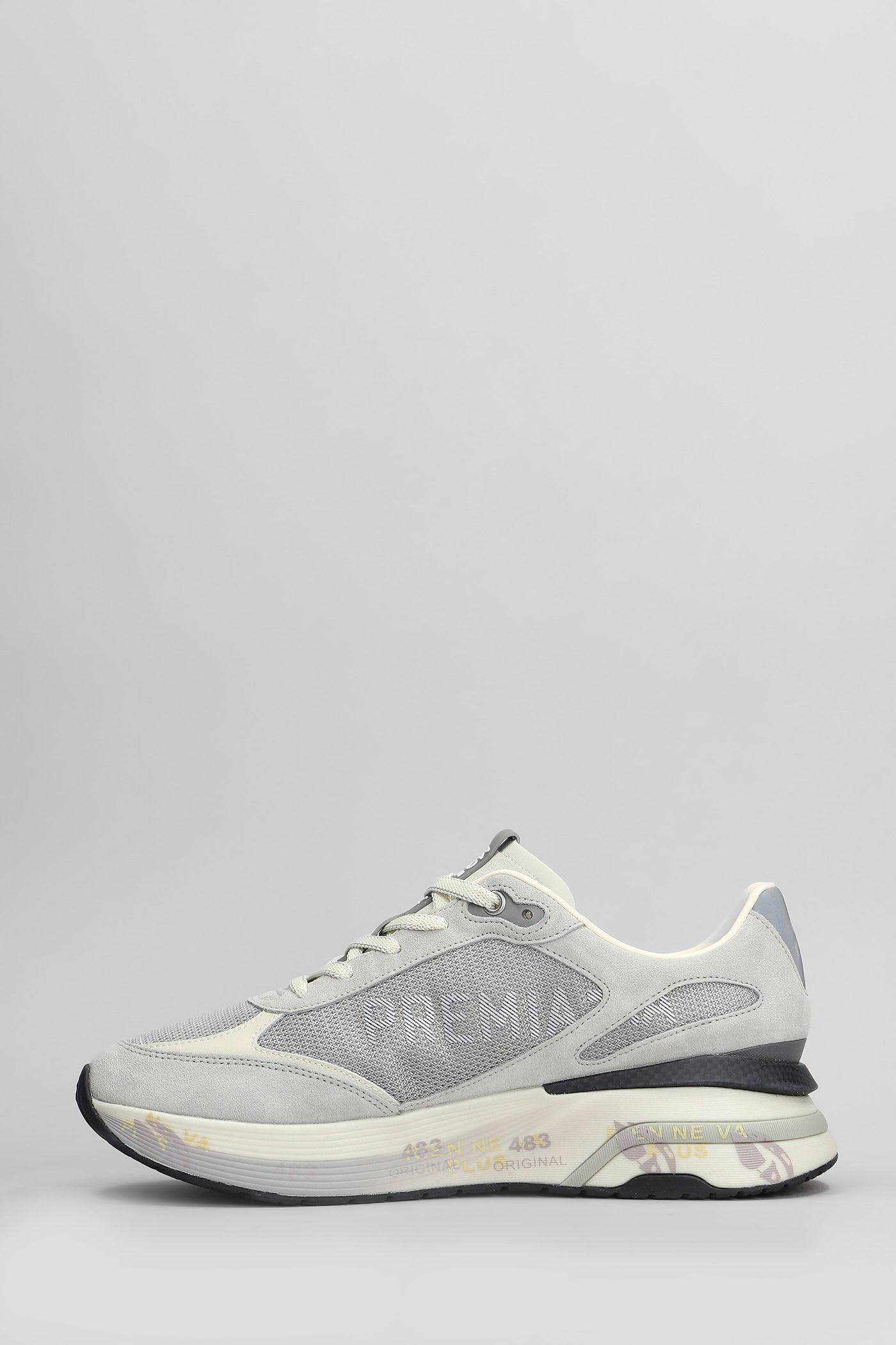 Premiata Moerun Sneakers In Grey Suede And Fabric In Gray