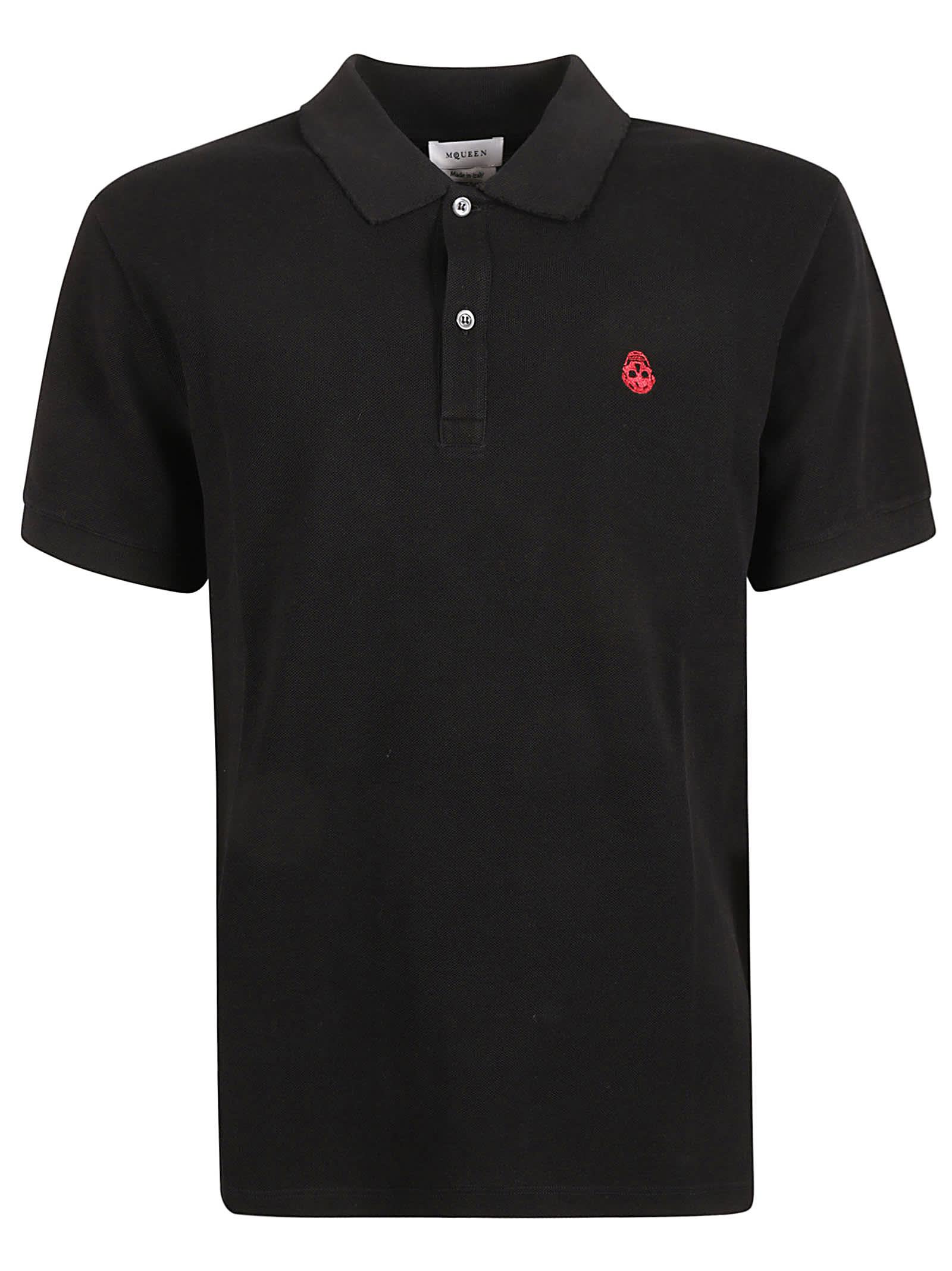 Shop Alexander Mcqueen Skull Embroidered Polo Shirt In Black