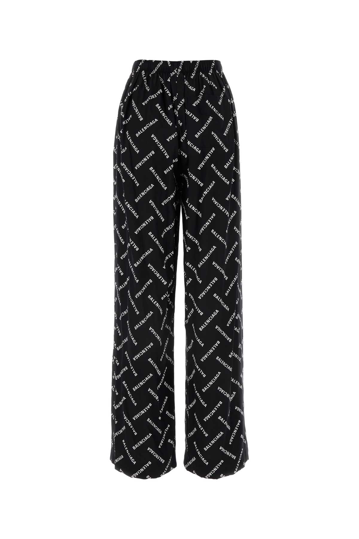 Shop Balenciaga Printed Viscose Pant In Blackwhite