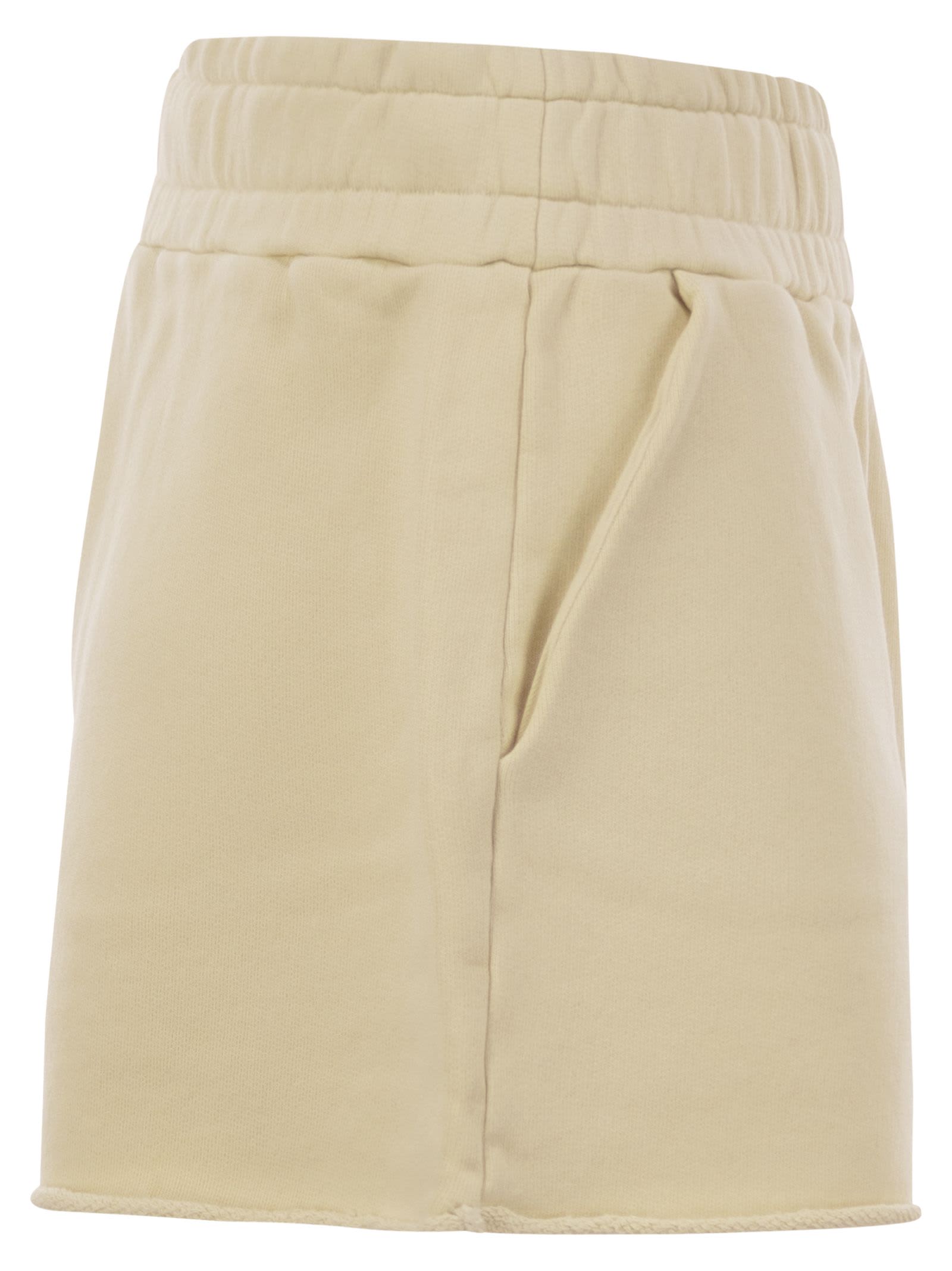 Autry Short Trousers In Compact Cotton Jersey In Neutral