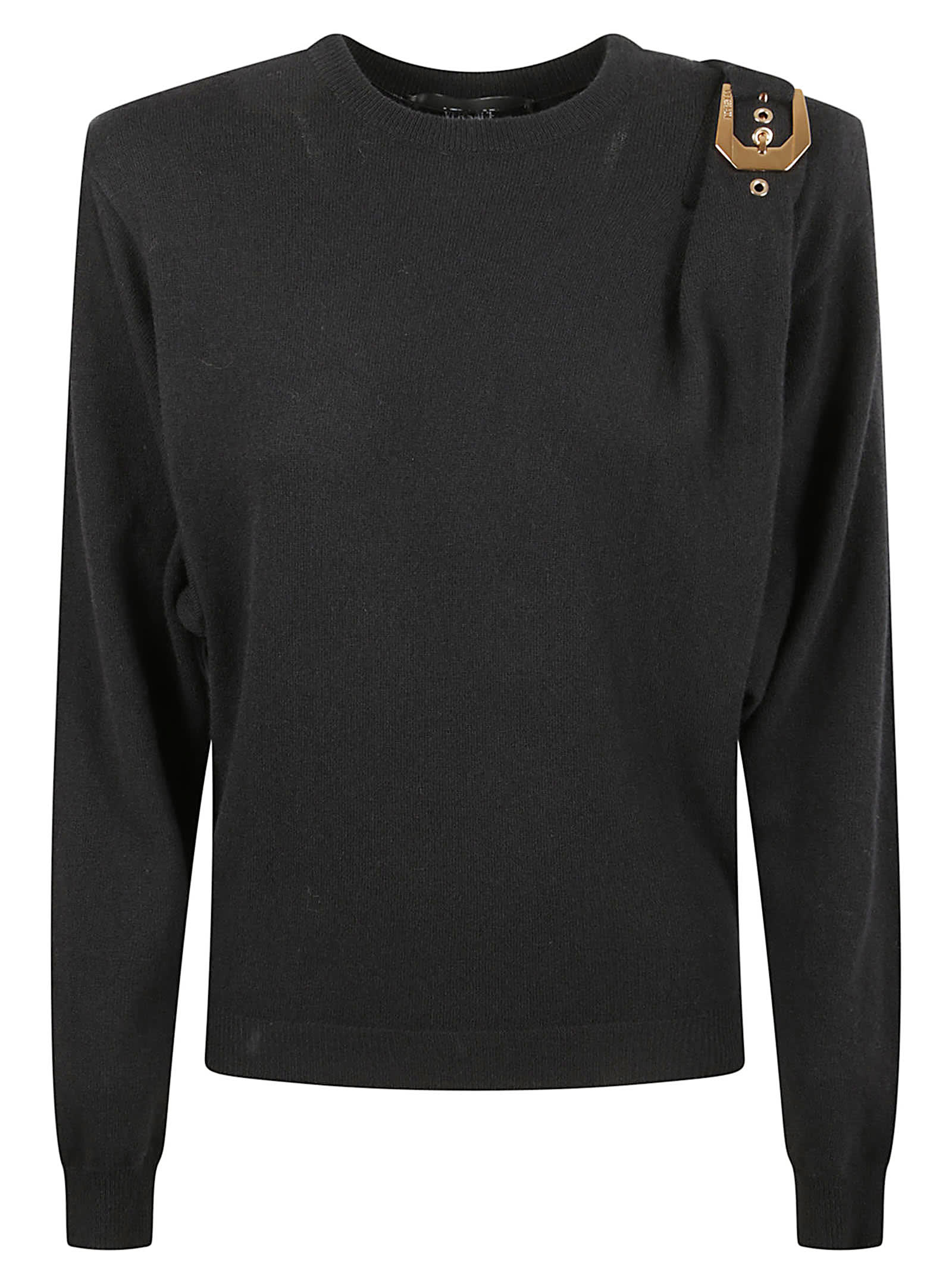 Versace Draped Wool Sweater In Black