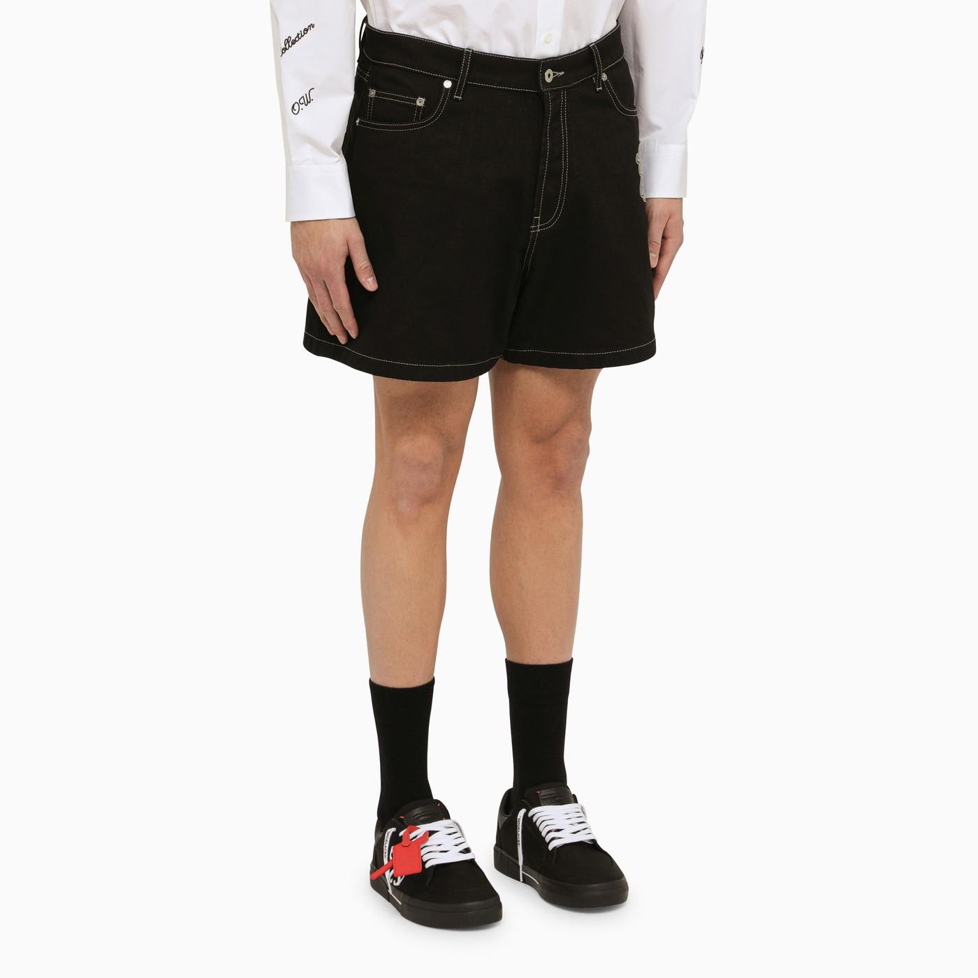 Shop Off-white Black Cotton Short With Logo